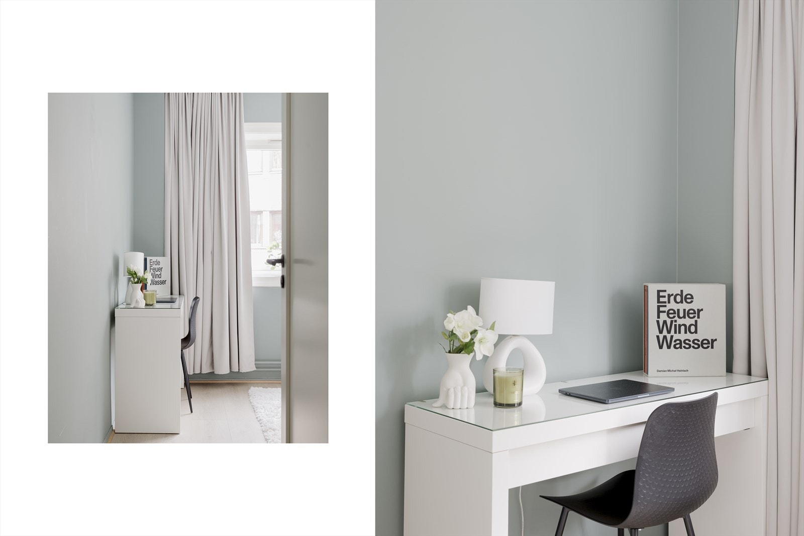 Alle rom i leiligehten er malt i en moderne fargepalett med laminat i gulv (foruten bad). Galleribilde