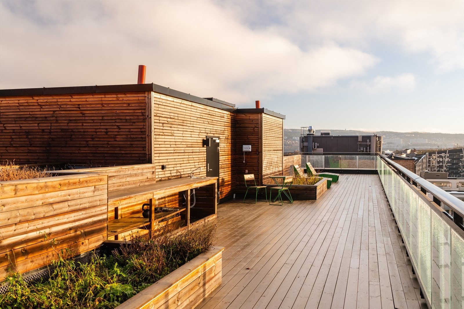 Alle beboere har tilgang til en felles takterrasse. Galleribilde