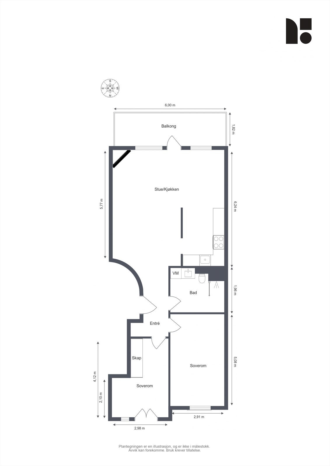 Plantegning med mål! Galleribilde