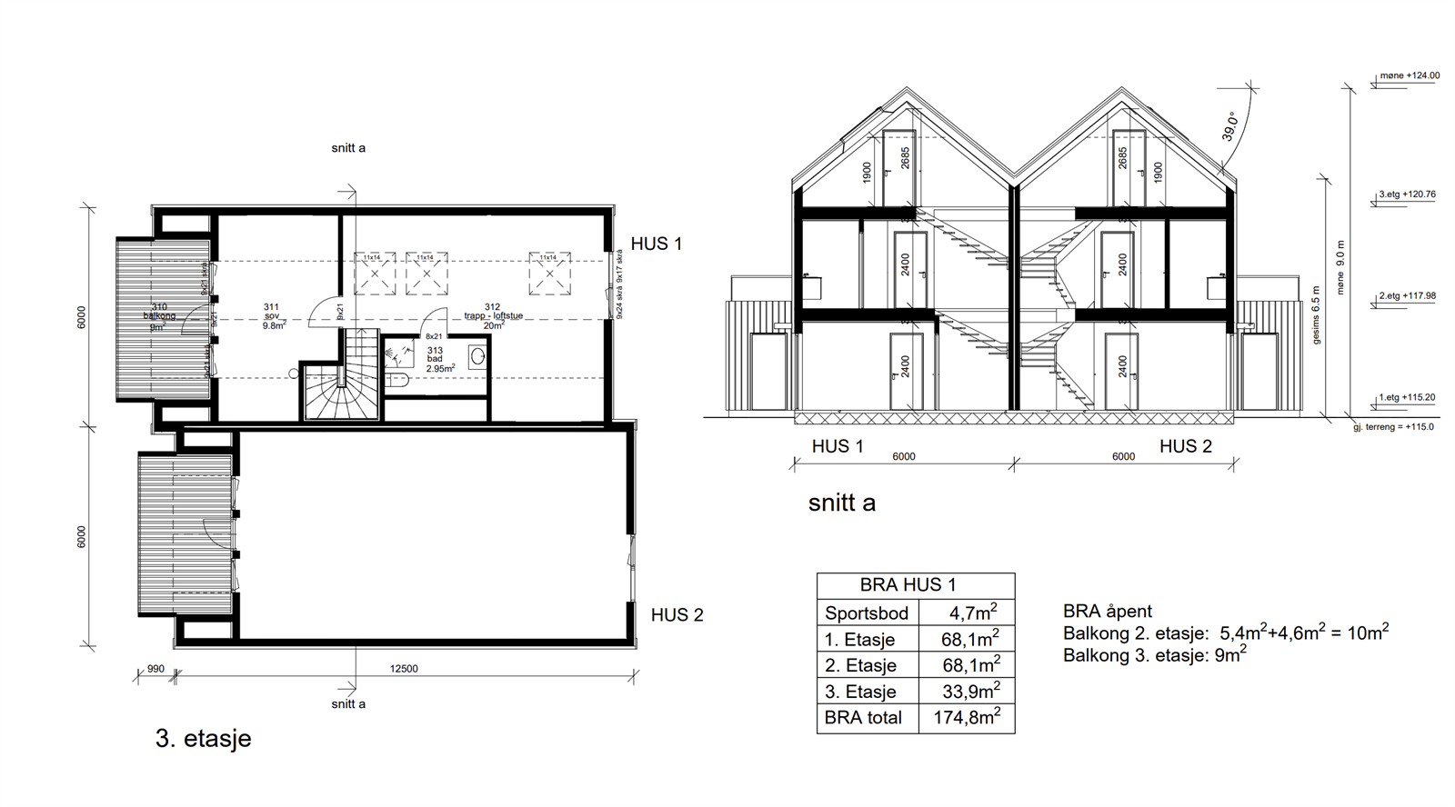 Plantegning 3. etasje. Galleribilde