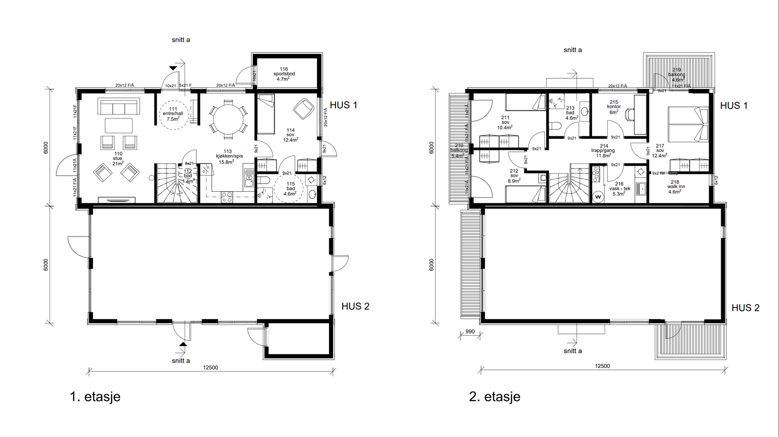 Plantegning 1. og 2. etasje. Galleribilde