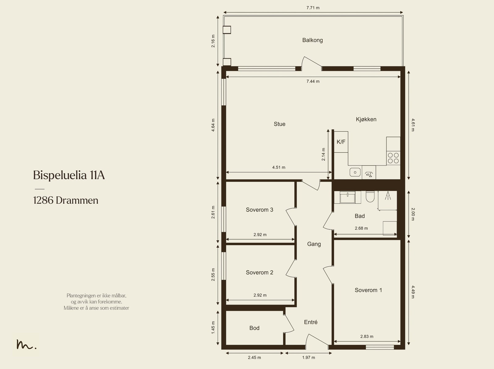 Praktisk planløsning i 2. etasje. Heis til overbygget svalgang. Bygg fra 2014. Galleribilde