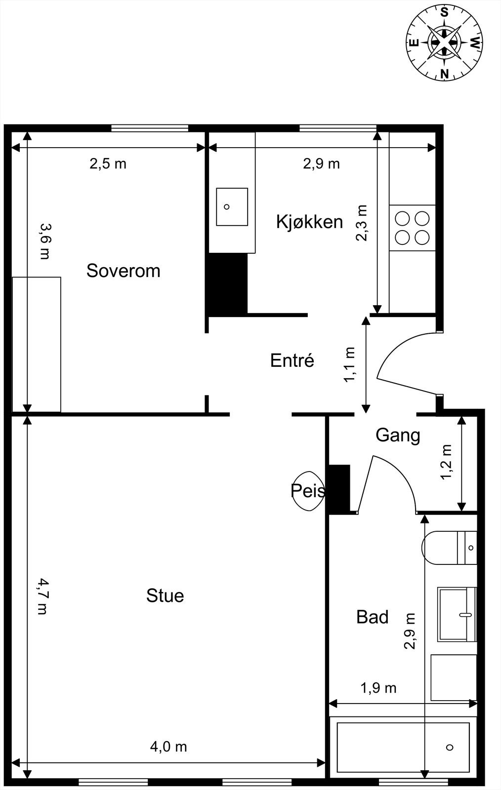 Arealeffektiv og fin planløsning Galleribilde