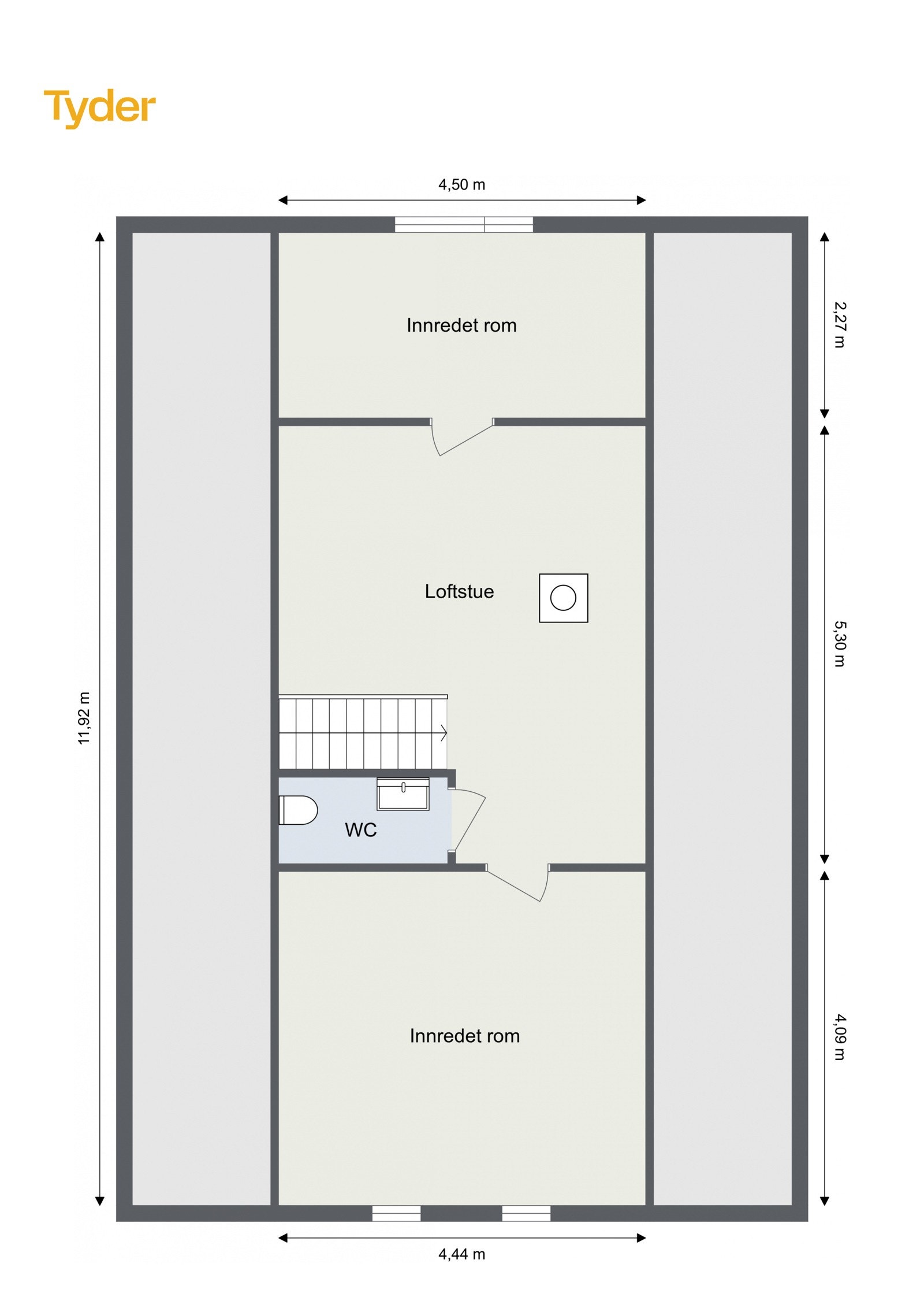 Loft. Det gjøres oppmerksom på at loftetasjen er innredet etter byggeår og at tiltaket ikke er bruksendret og derav ikke godkjent til varig opphold. Galleribilde
