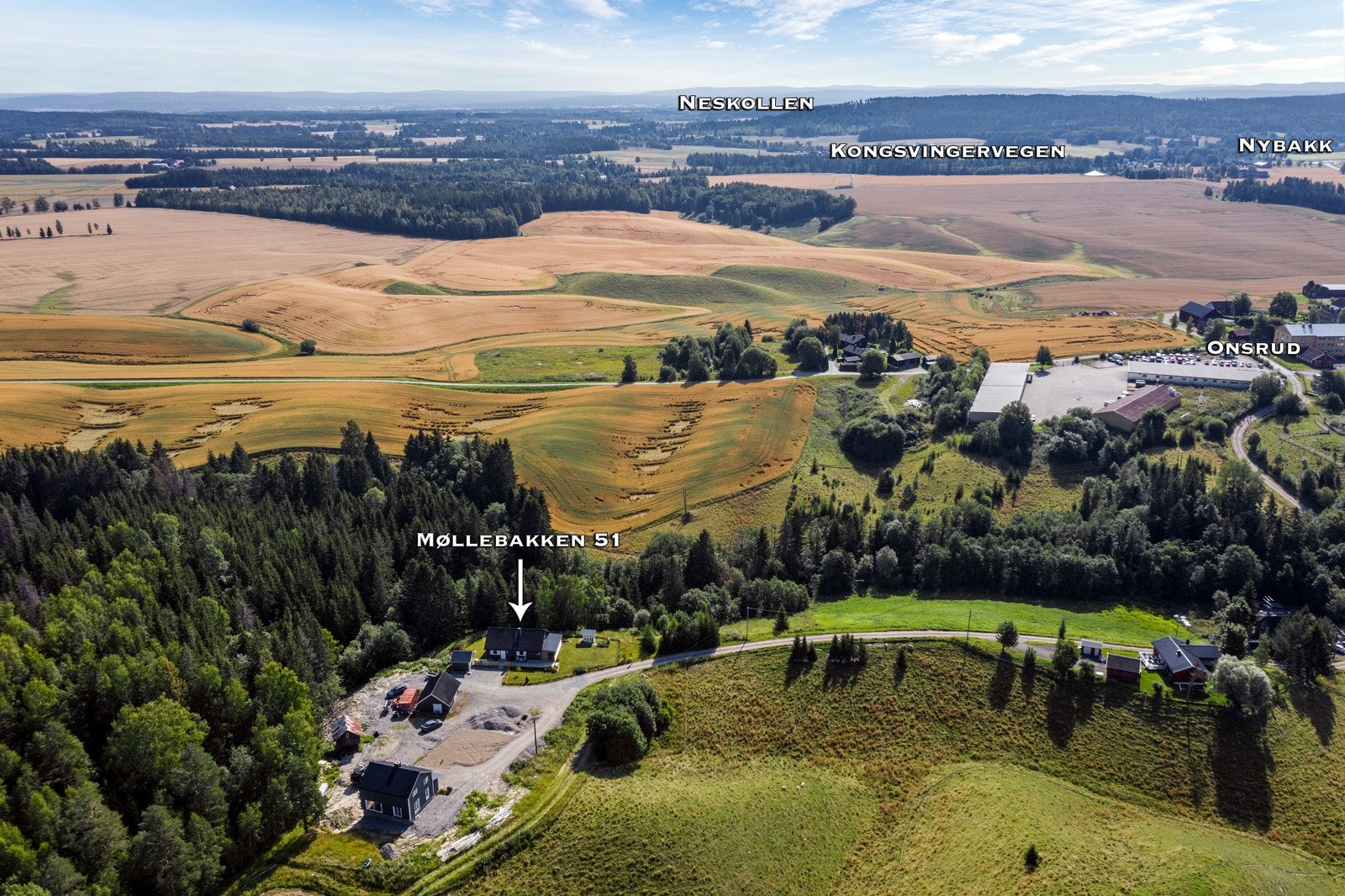 Eiendommen ligger kun 8,8 km fra Jessheim sentrum. Galleribilde