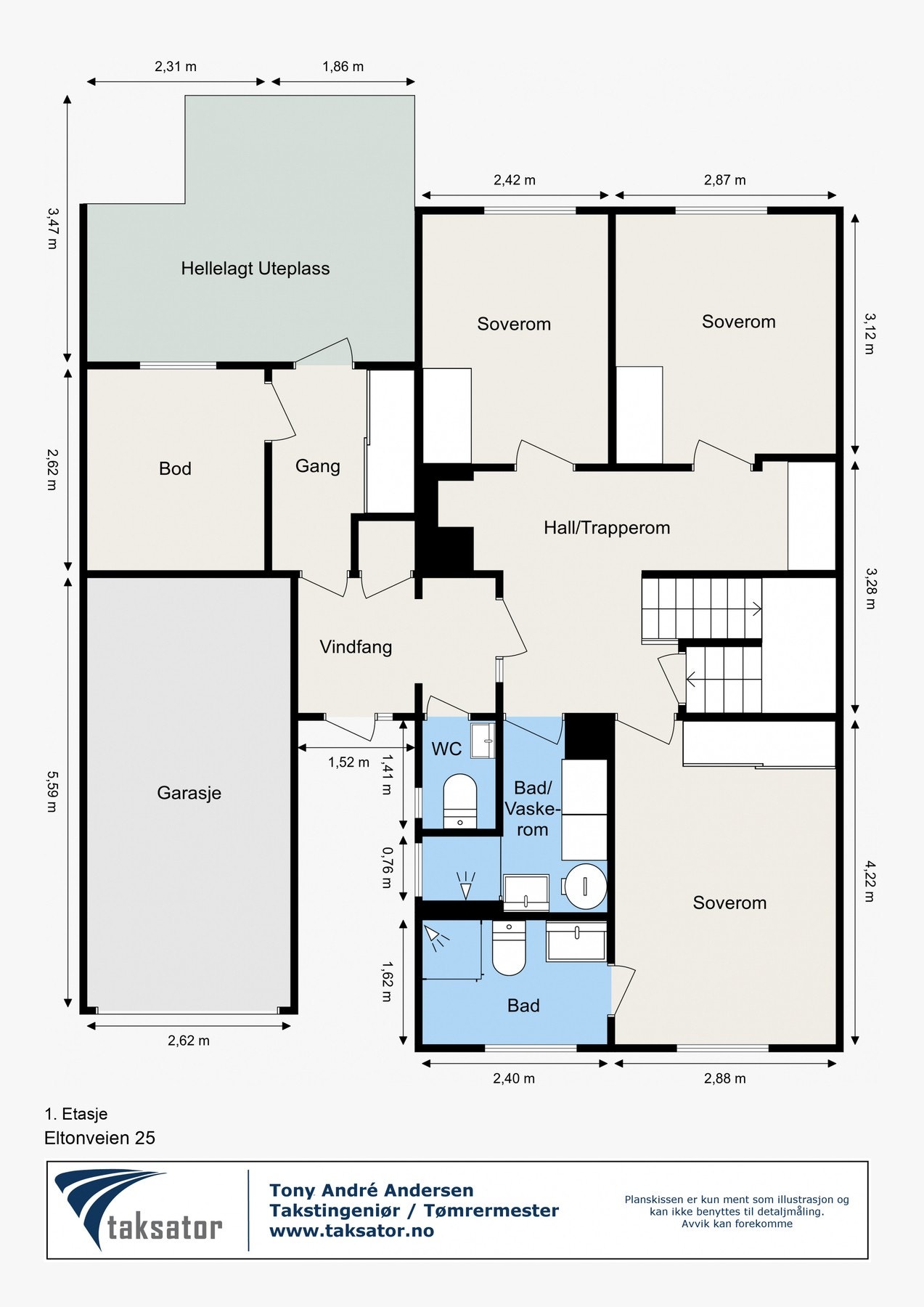 Ned til boligens 1.etasje (inngangsplan) Galleribilde