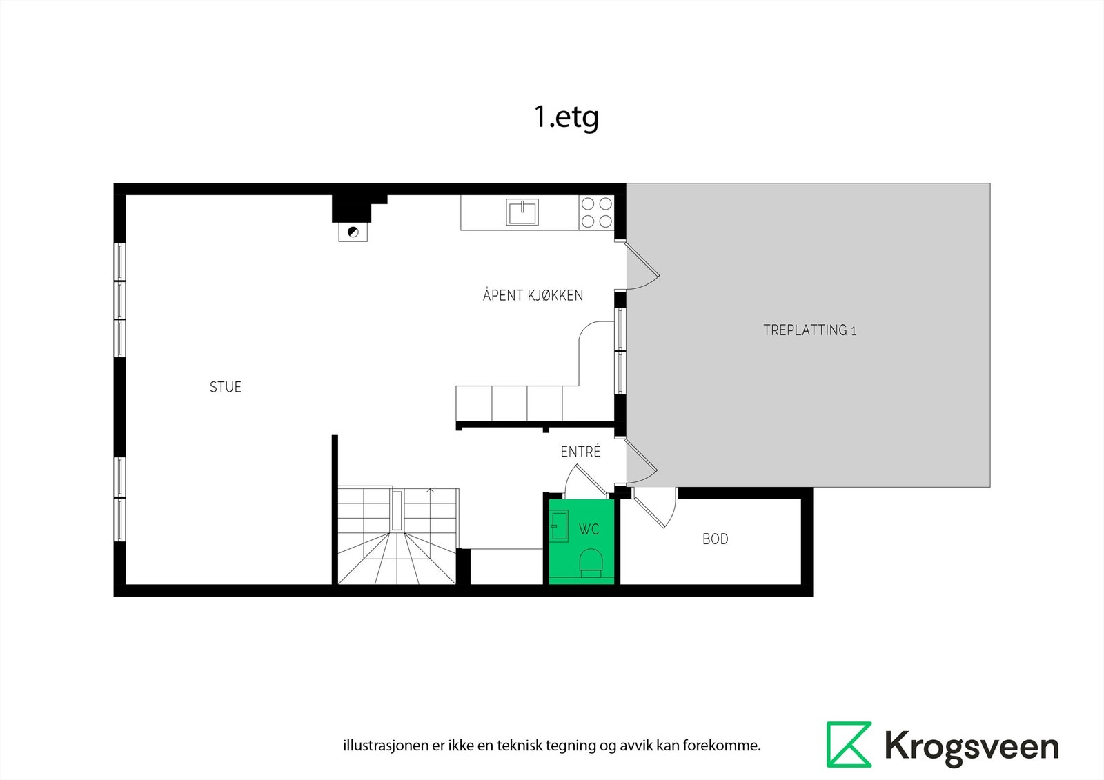Plantegning 1. etasje Galleribilde