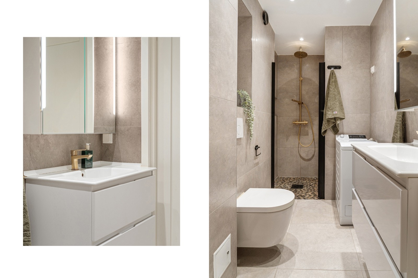 Flislagt baderom fra 2021 med behagelig gulvvarme. Galleribilde