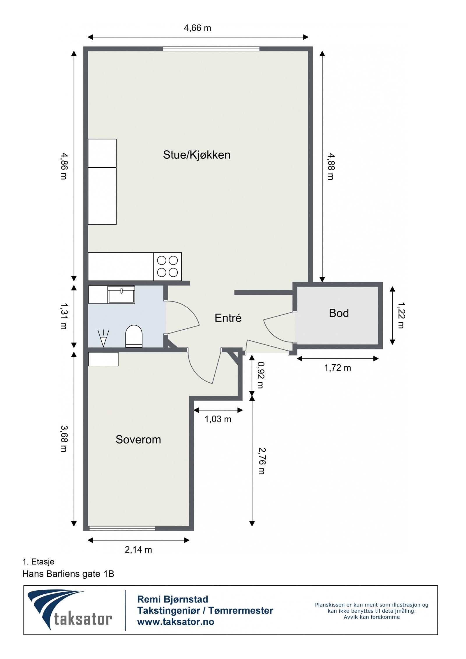 Plantegning - høy 1. etasje. Galleribilde
