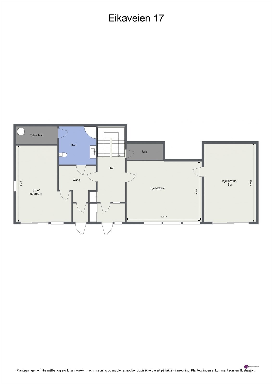 Plantegning underetasje. Galleribilde