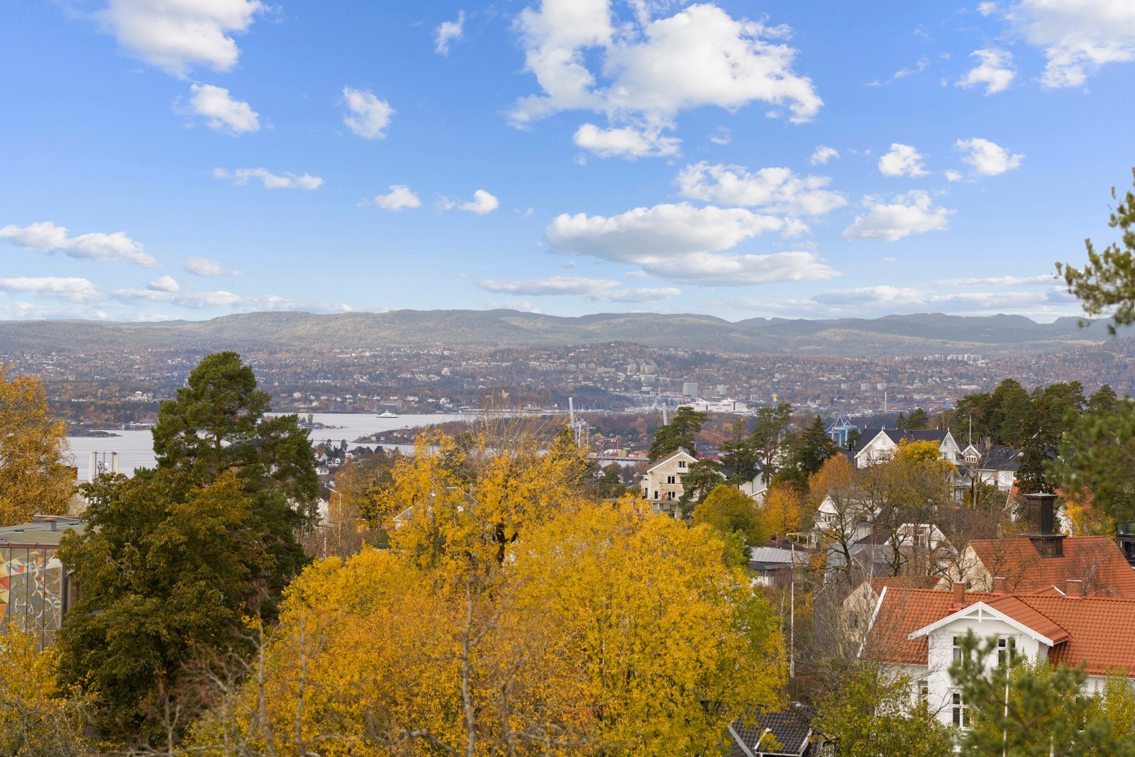 Usjenert panoramautsikt over Oslo og fjorden - helt uten innsyn. Galleribilde