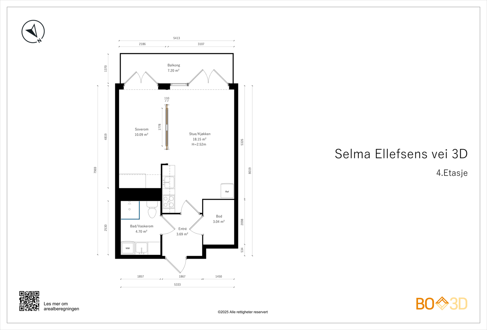 Arealsmart planløsning: God lagringskapasitet. Disponibel kjellerbod på 5 kvm. Galleribilde