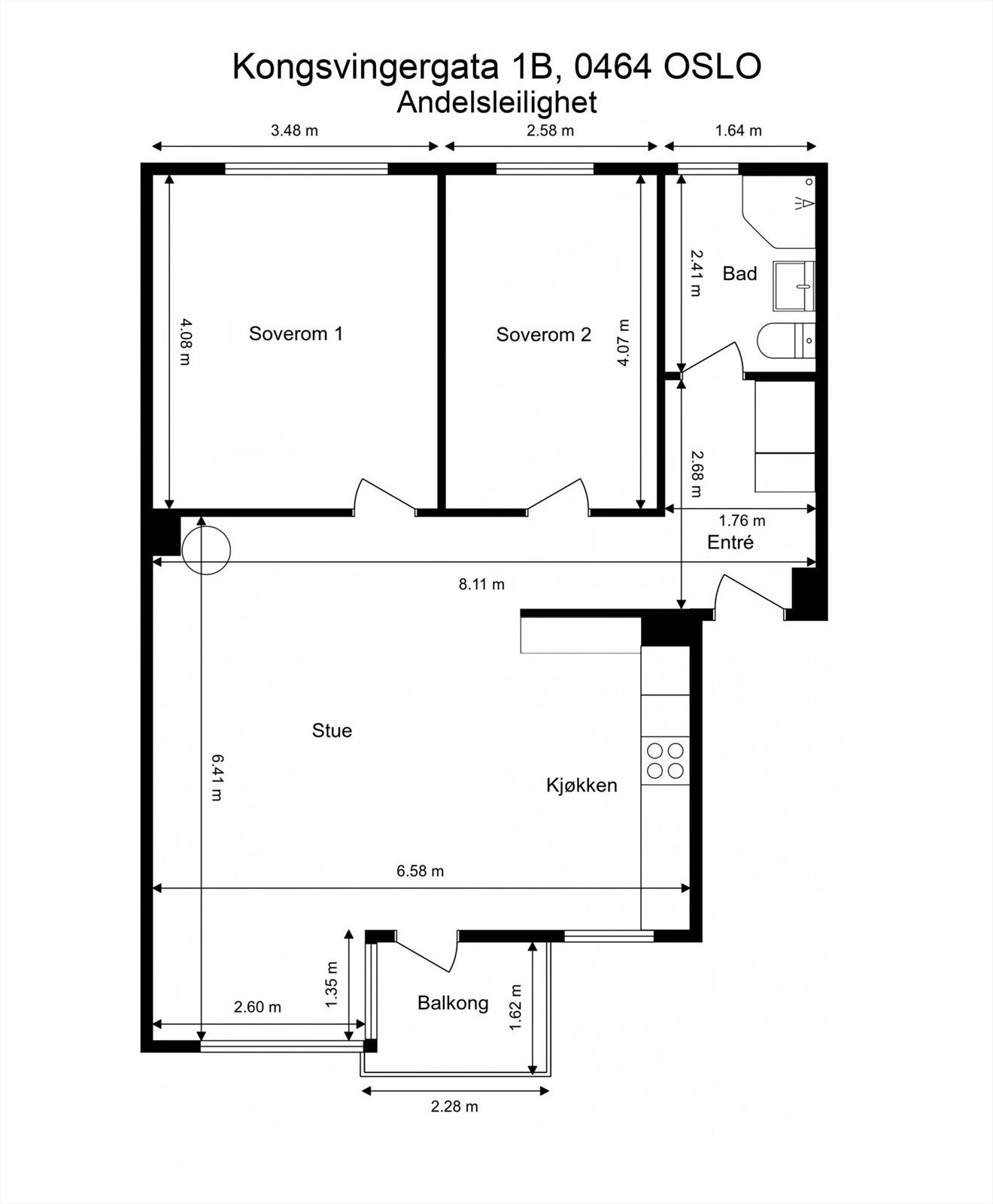 Målsatt plantegning Galleribilde