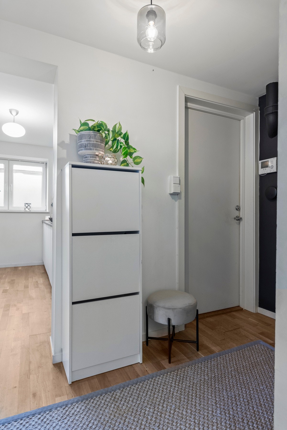 - Hyggelig entré med plass til oppbevaring av yttertøy og sko. Dørcalling med åpner - Galleribilde