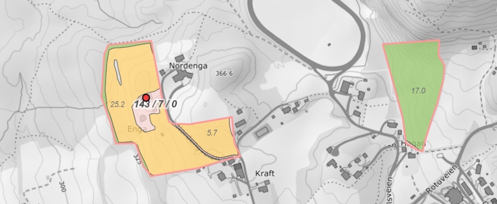 Utklipp av gårdskart hentet fra NIBIO. Galleribilde