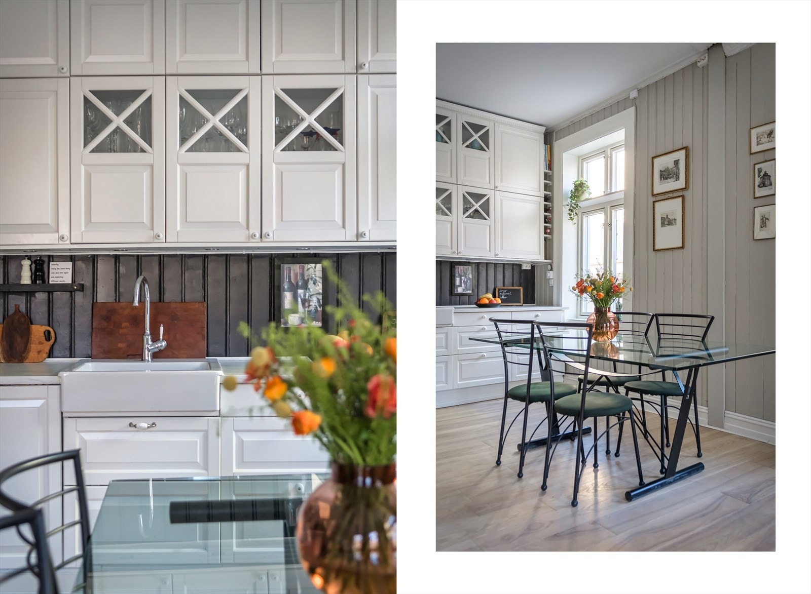 På kjøkkenet er det innredning fra gulv til tak med profilerte fronter og laminat benkeplate. Galleribilde