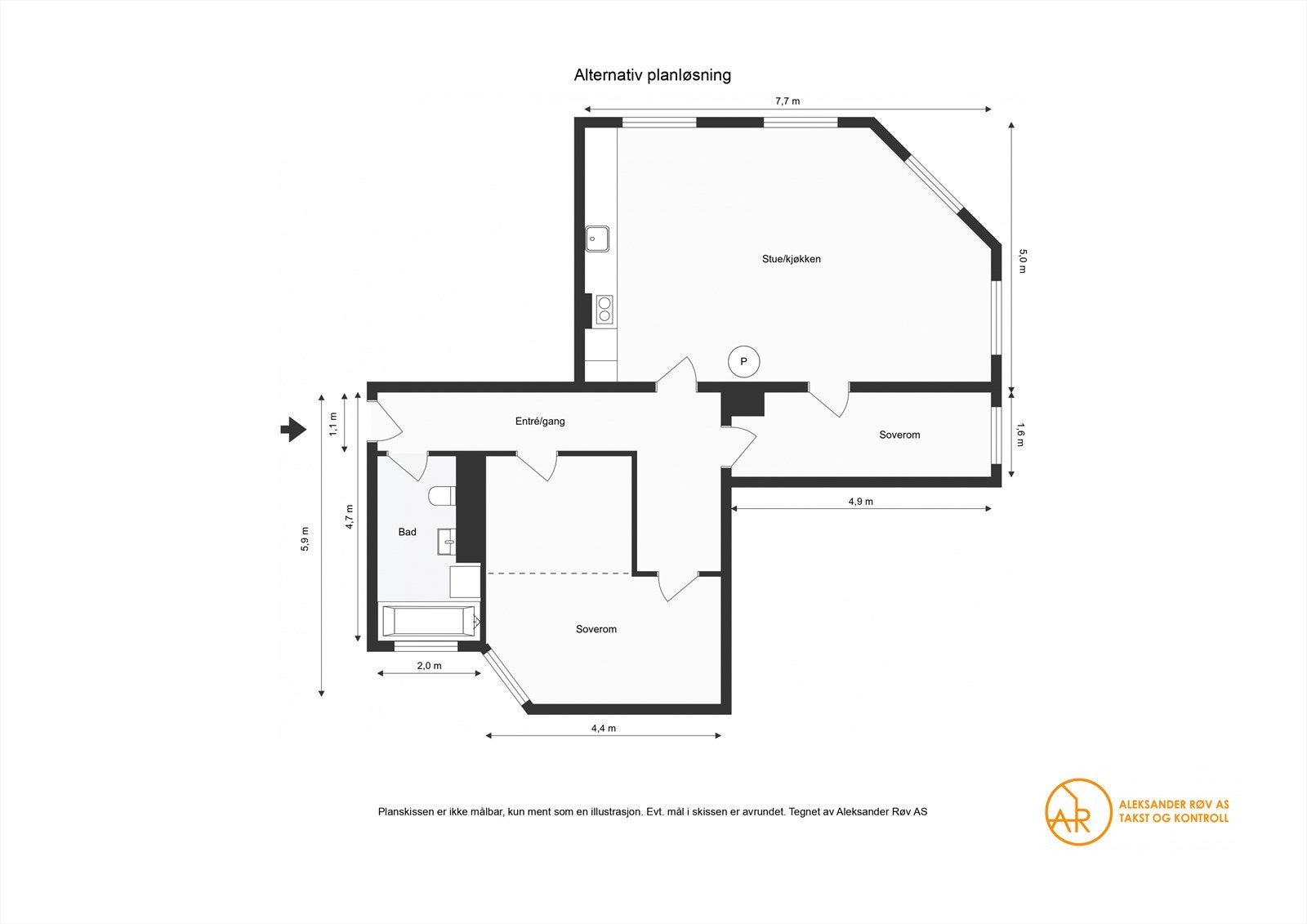 Alternativ planløsning. Galleribilde