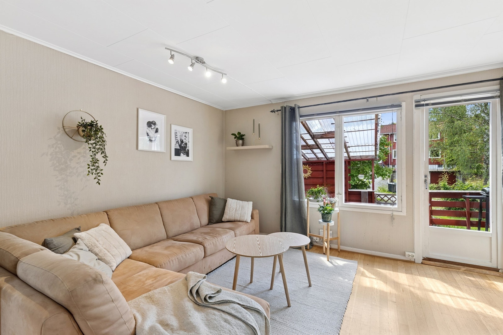 Store vindusflater som gir rikelig med naturlig lysinnslipp inn i rommet Galleribilde