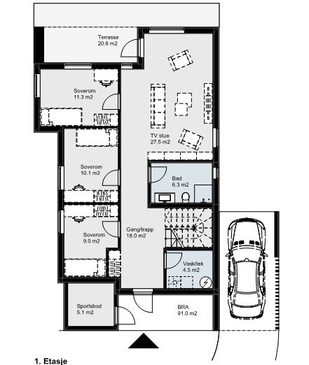 Strøno-Salgstegninger hus B2 1.etasje Galleribilde