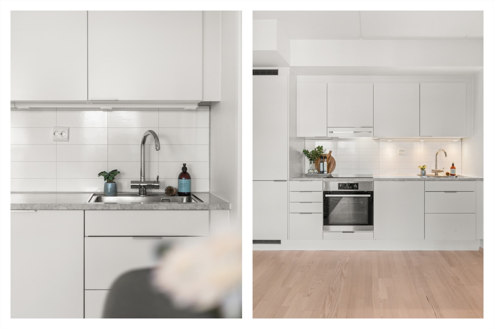 Kjøkkenet er utstyrt med kjøkkenventilator over kokeplass, komfyrvakt og vannstoppsystem. Galleribilde