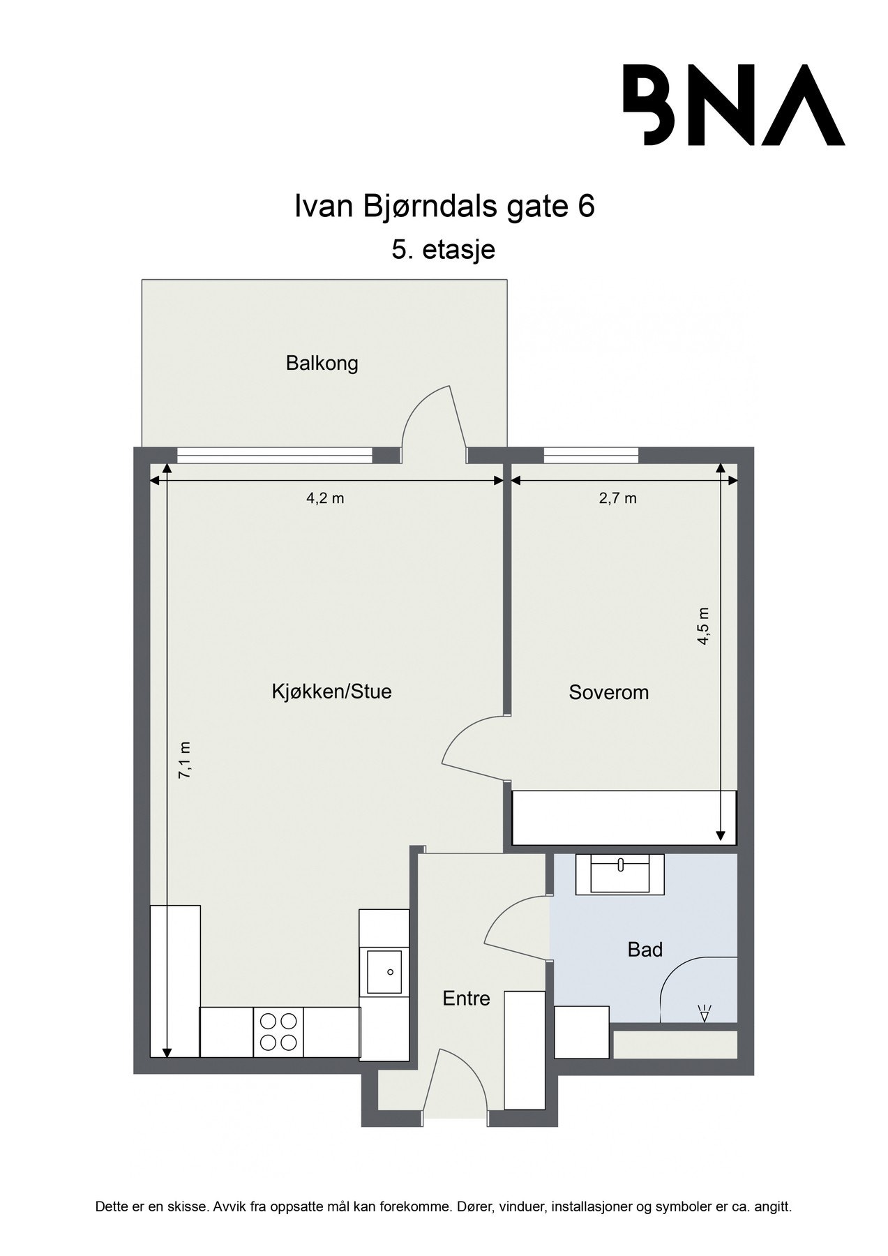Plantegning. Leiligheten disponerer også en kjellerbod ca. 5 kvm Galleribilde