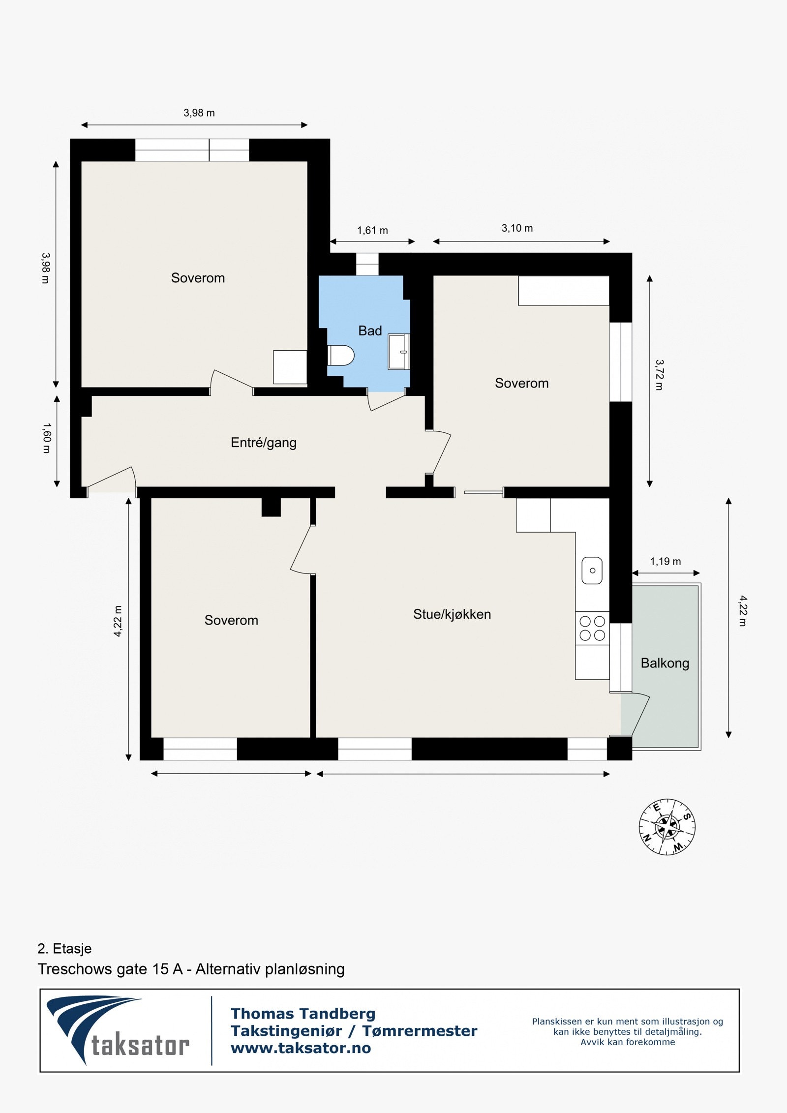 Alternativ plantegning 4-roms. Galleribilde