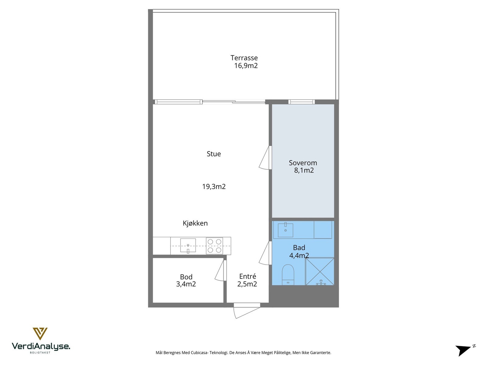 Plantegning med areal. Galleribilde
