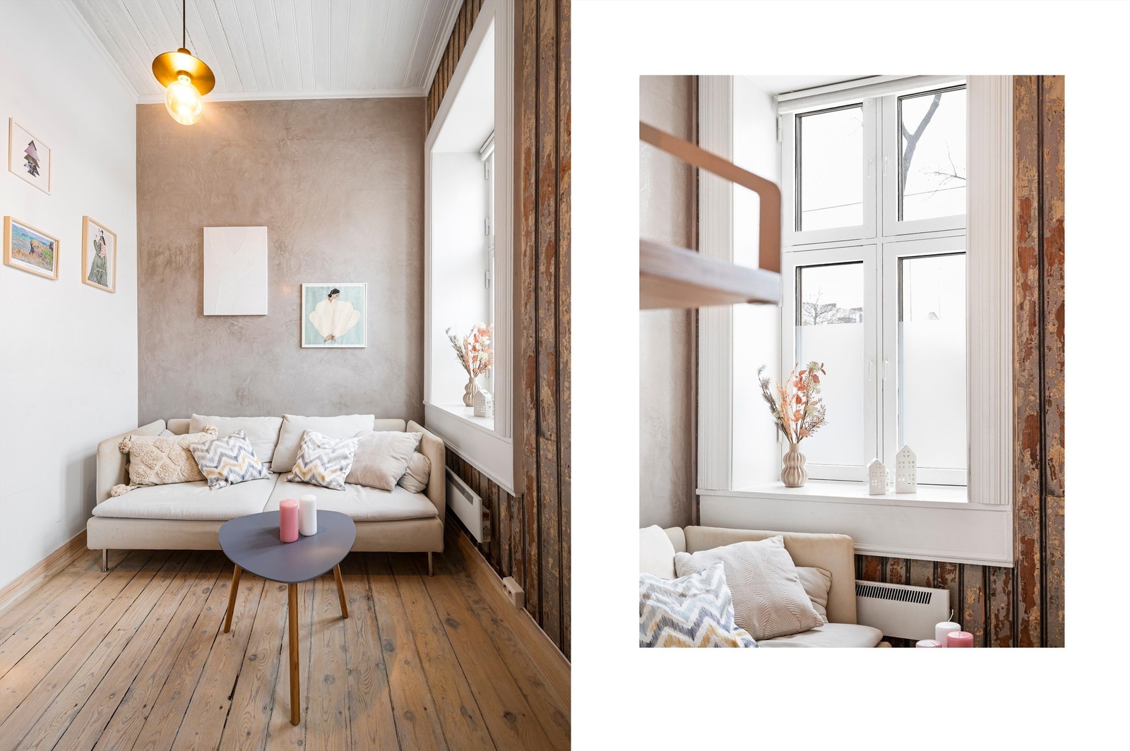 Store vindusflater sørger for rikelig med naturlig lys og, sammen med den gode takhøyden, skaper dette en luftig og innbydende romfølelse. Galleribilde