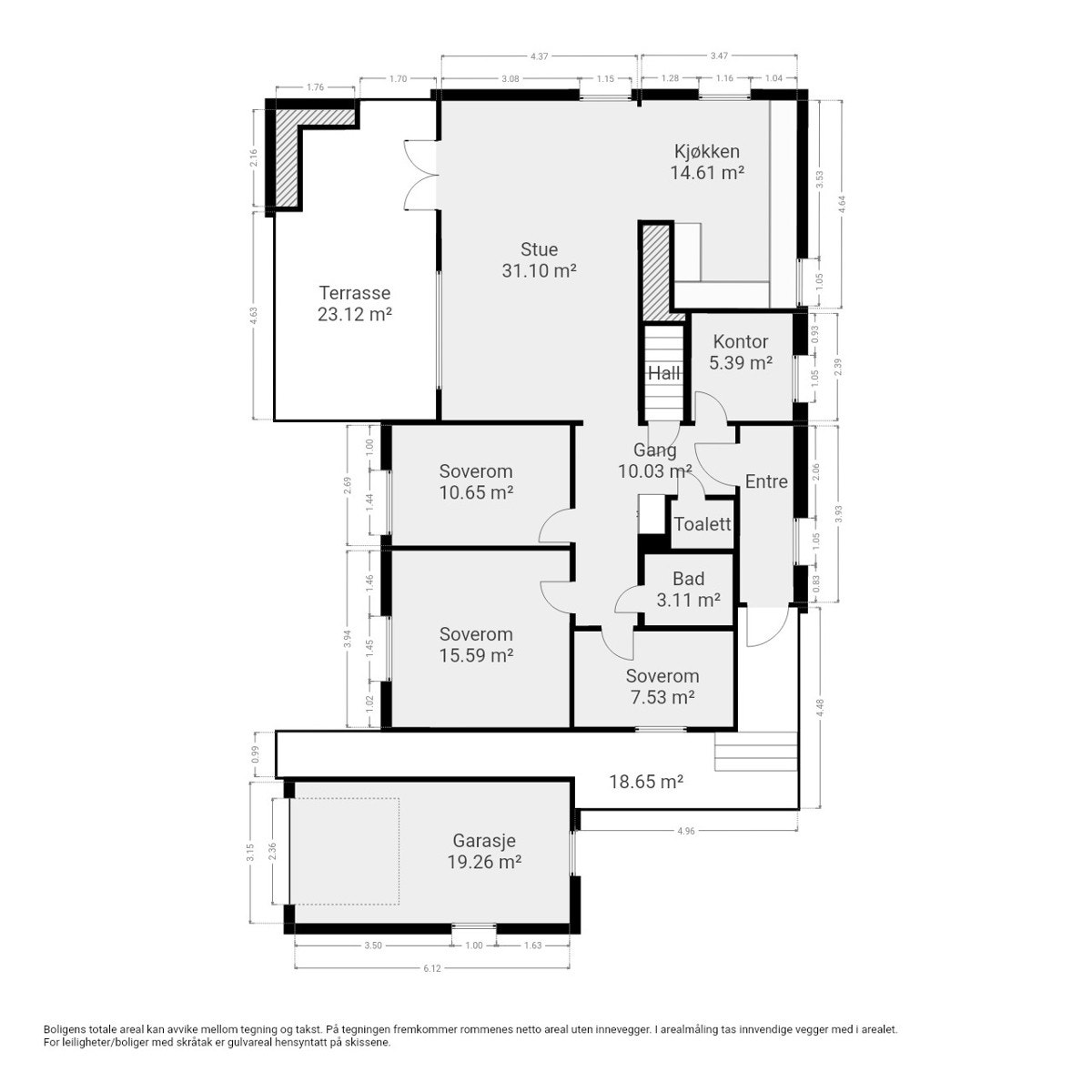 Plantegning 1. etasje (hovedetasje). Galleribilde