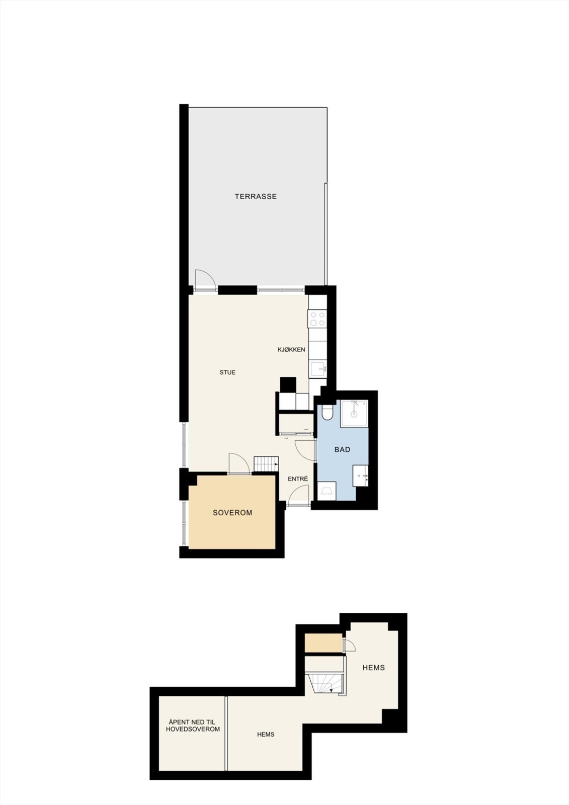 Plantegning begge etasjer Galleribilde