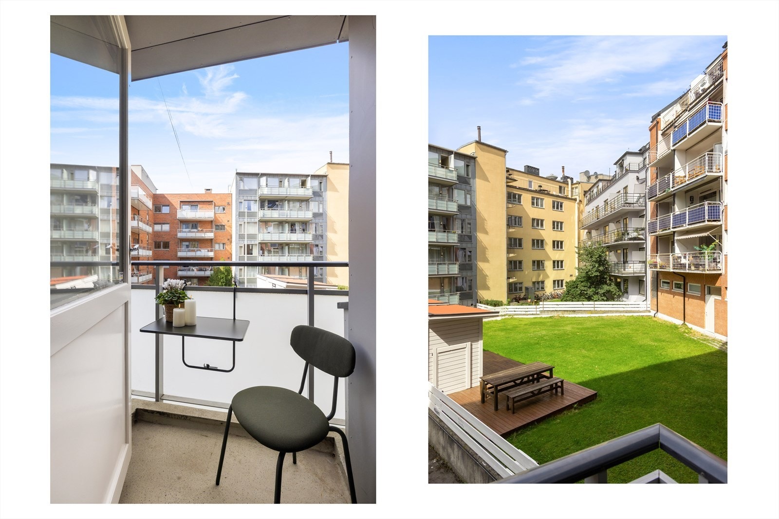 Fra stuen er det utgang til en nordvestvendt balkong på 1,5 kvm. Her er det plass til kafésett. Galleribilde