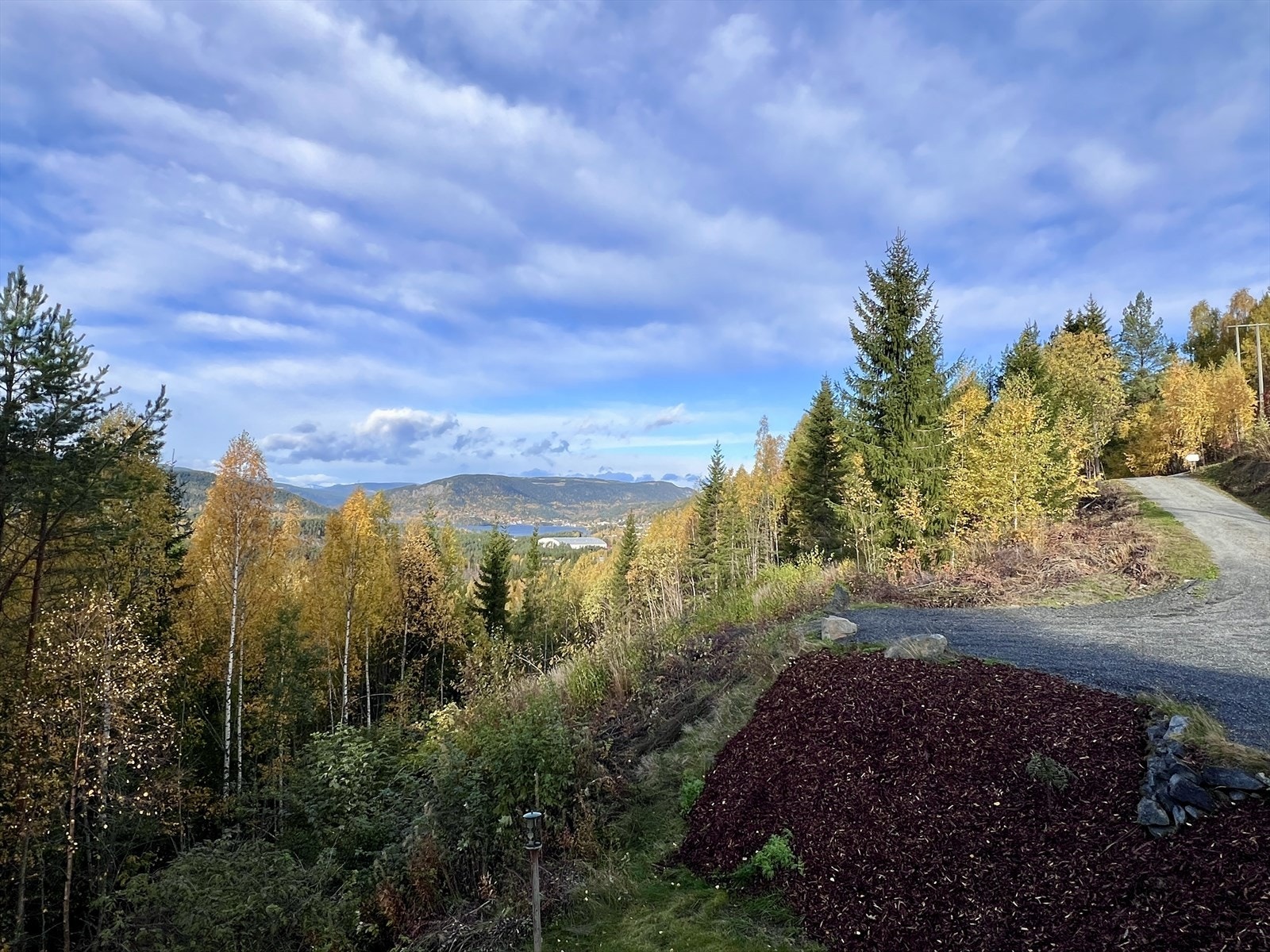 Bilde tatt av eiendomsmegler 09.10.2025 - Utsikt fra verandaen på soverommet. Galleribilde