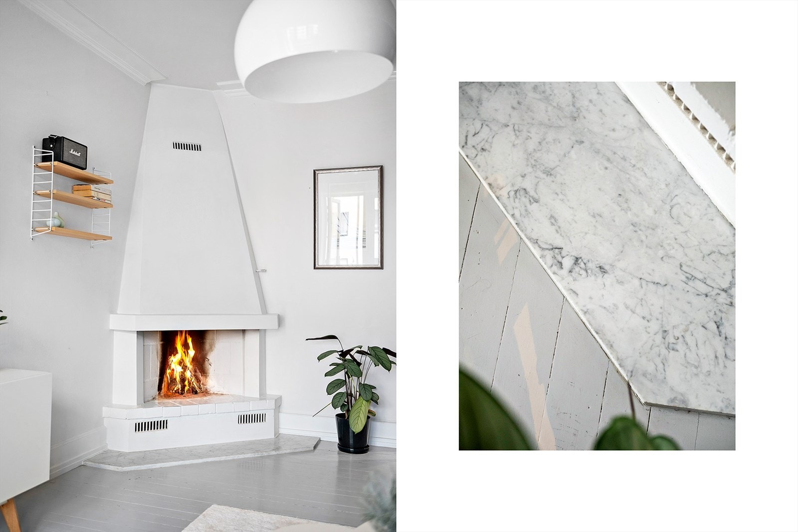 Pusset og malt teglsteinspipe med stilren ildfast plate. Galleribilde