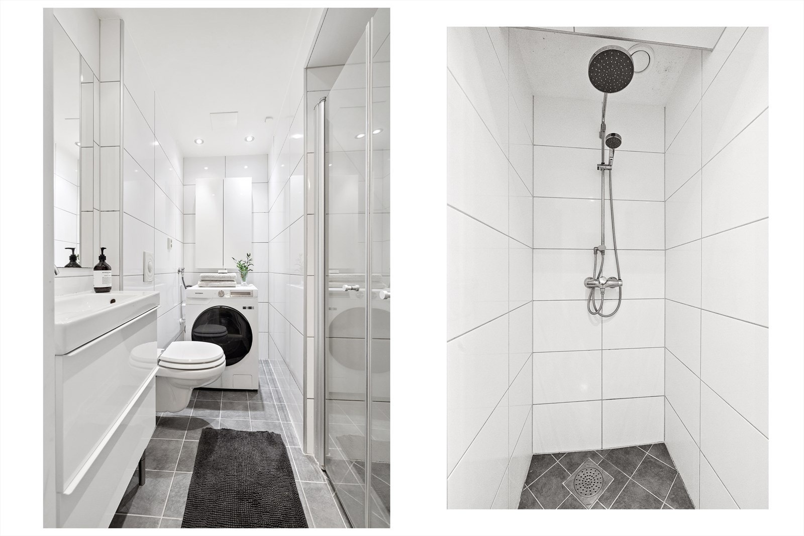 Flislagte overflater og elektriske varmekabler gir robust våtromsløsning. Galleribilde