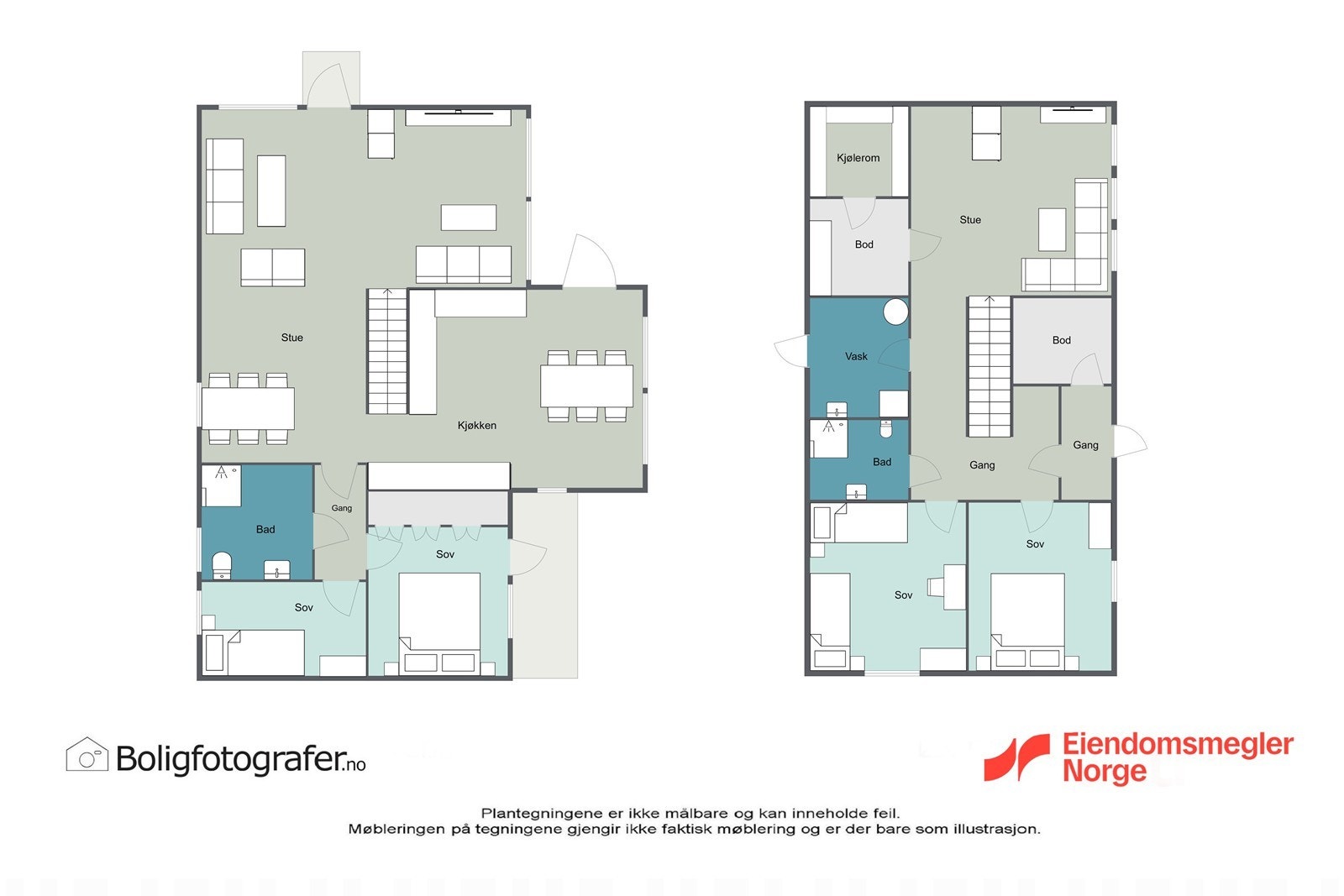 Plantegning begge plan. Galleribilde