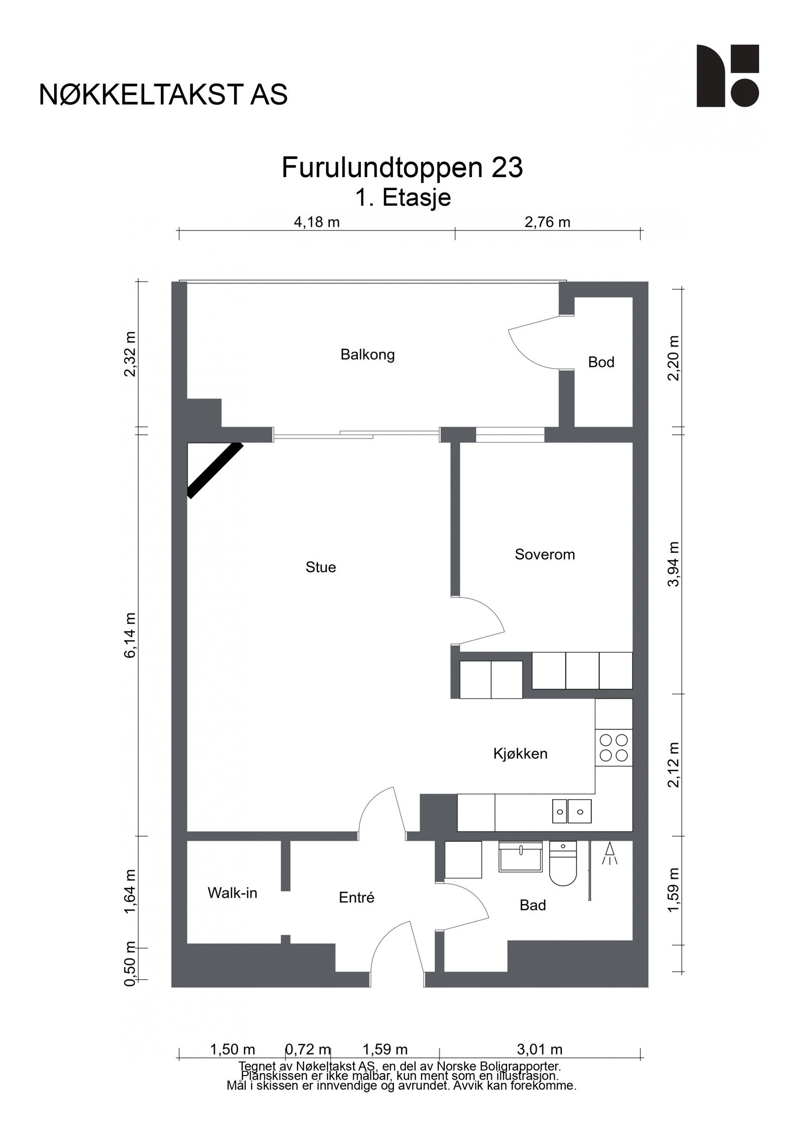 Planløsning. Leiligheten disponerer også en kjellerbod på ca. 3 kvm Galleribilde