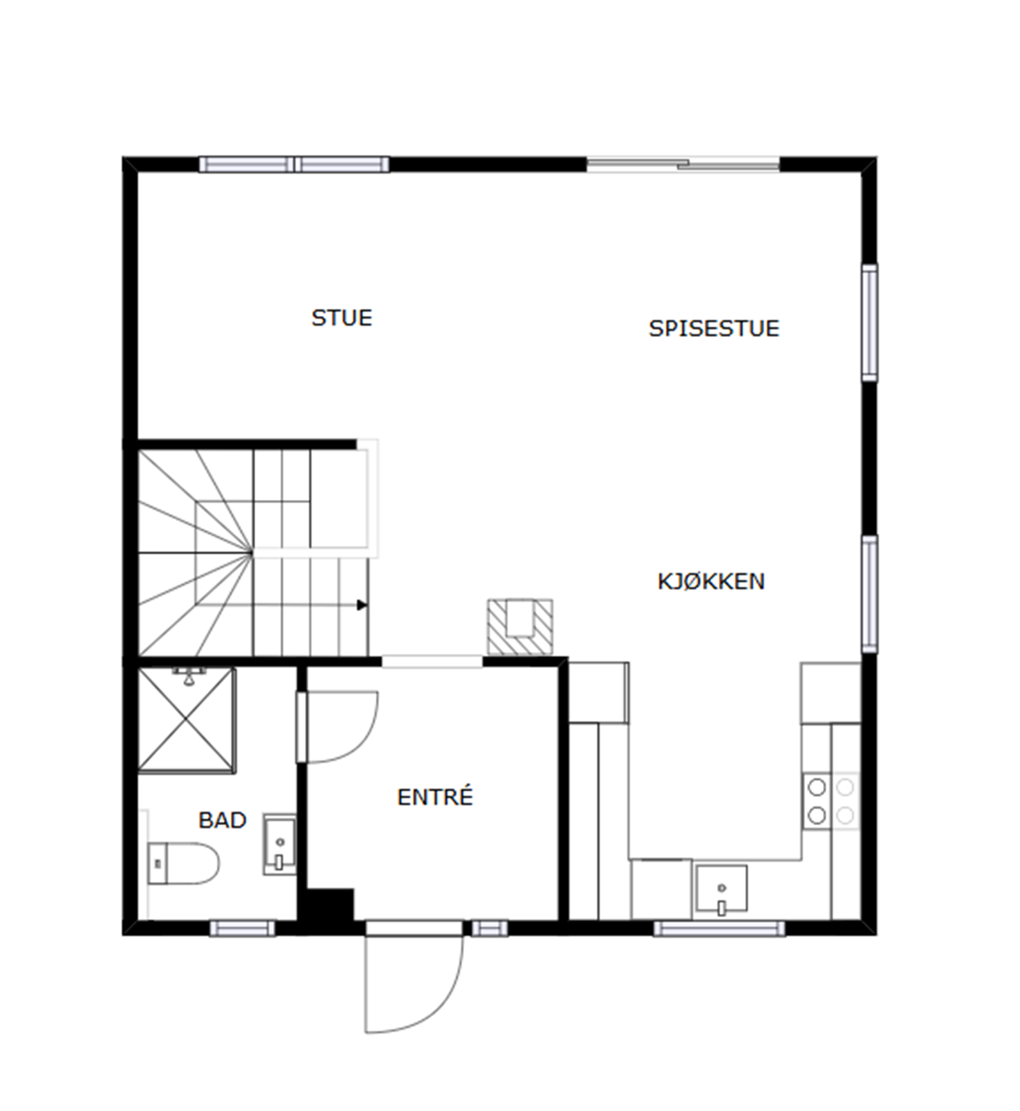 Veiledende skisse av første etasje. Galleribilde