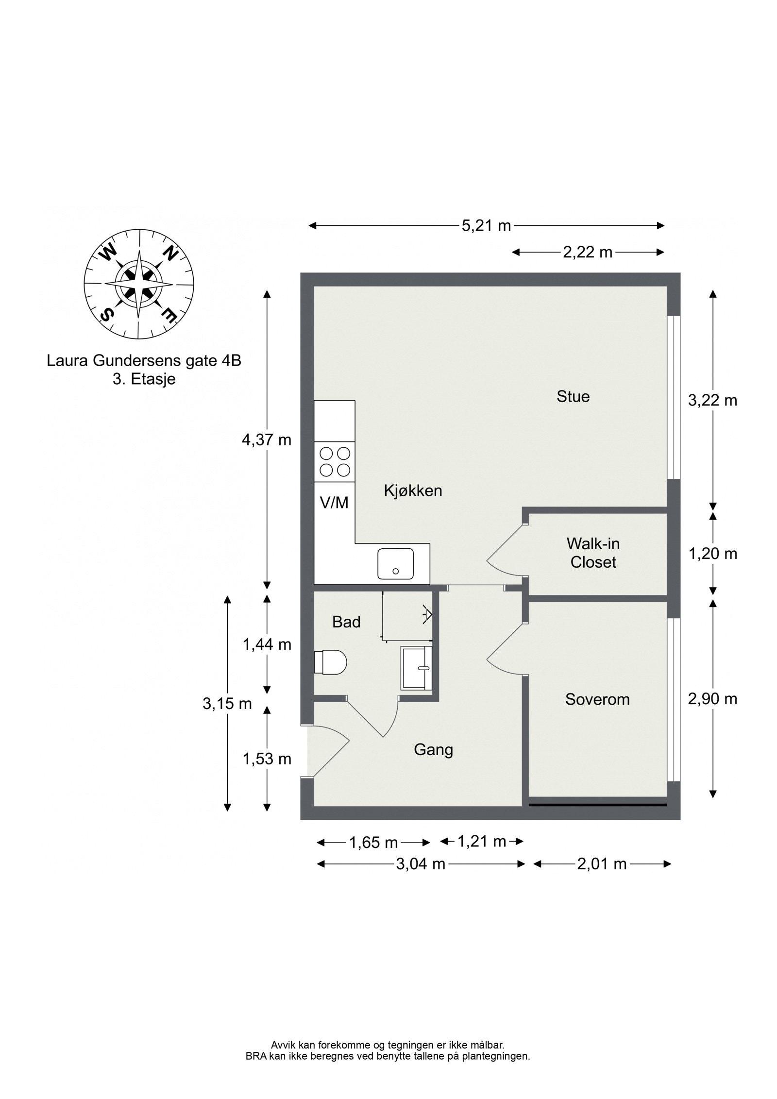 Plantegning - Flott 2-roms med walk-in garderobe Galleribilde