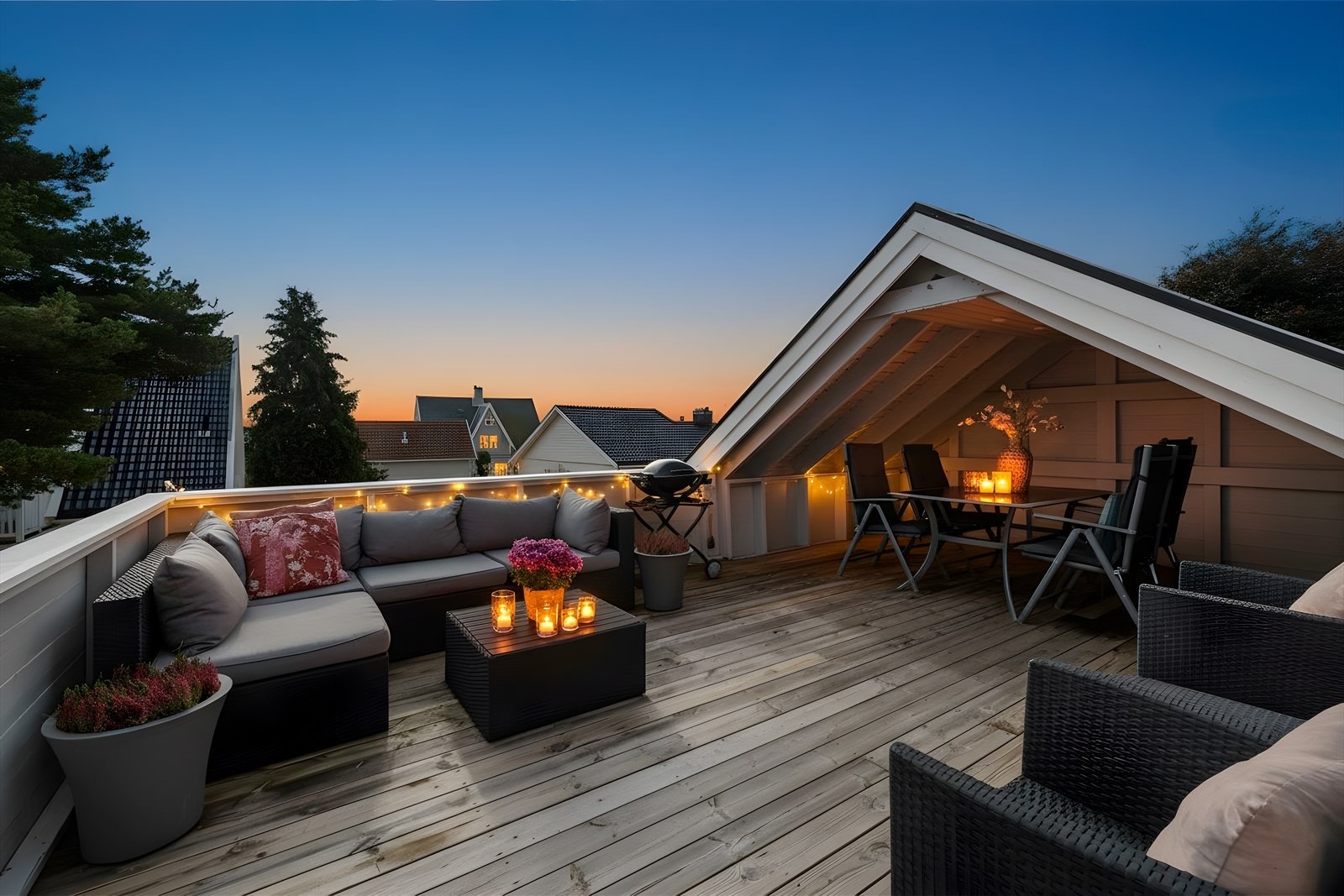 Sjarmerende enebolig med fin beliggenhet i rolig gate på Nanset. Flott takterrasse. Galleribilde