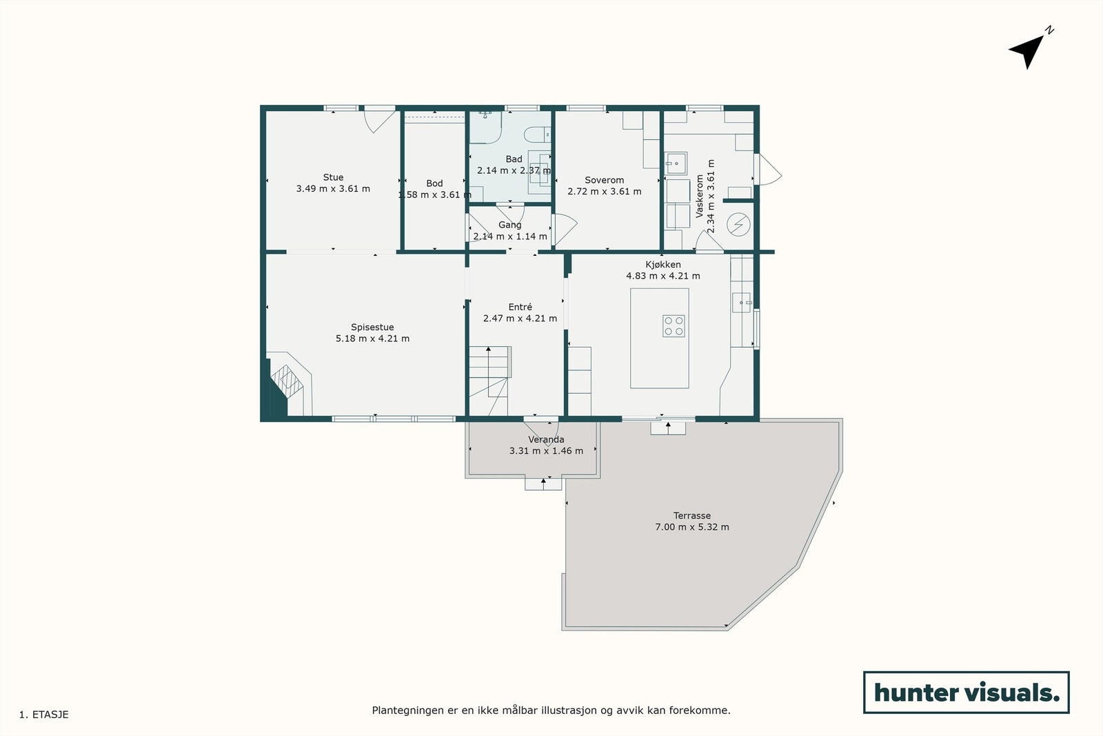 Plantegning hovedetasje. Galleribilde