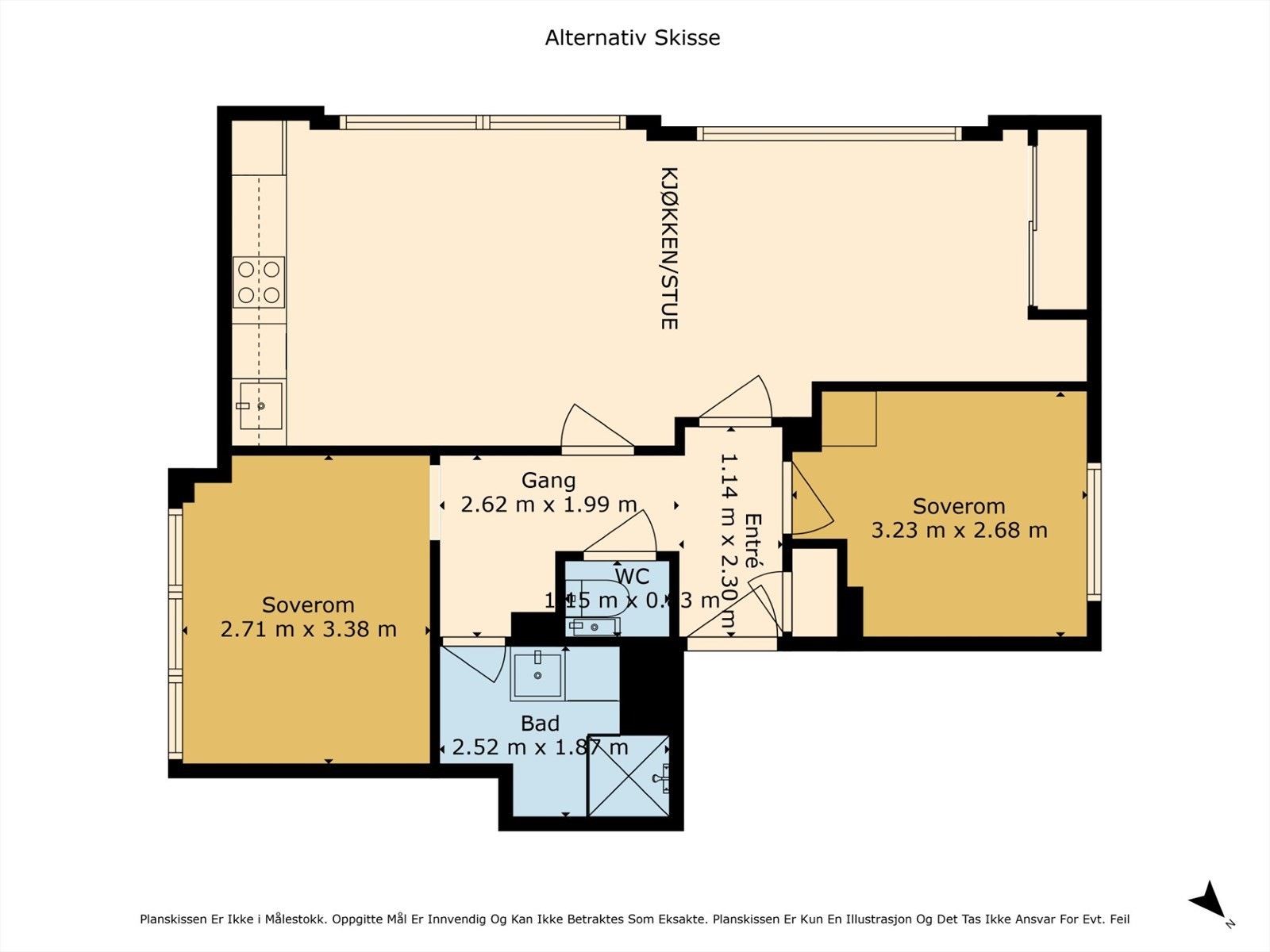 Alternativ planskisse | Kjøper må selv sjekke evt. muligheten til å gjennomføre foreslåtte tiltak. Galleribilde