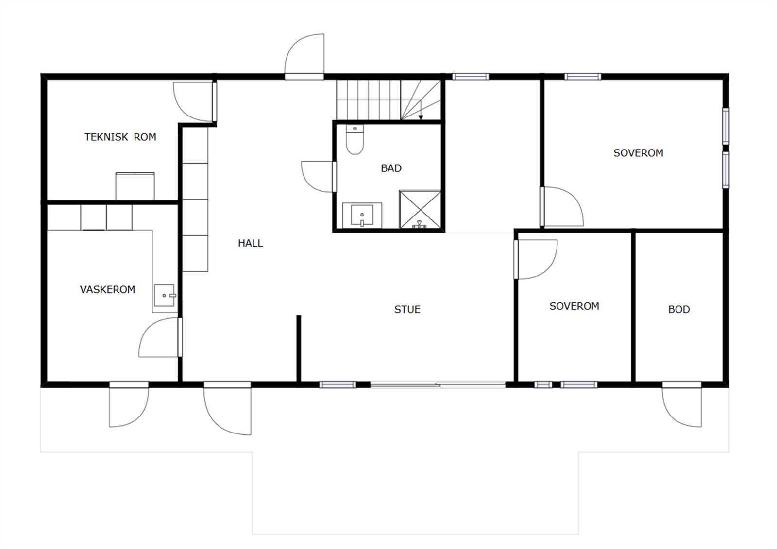 Veiledende skisse av første etasje. Galleribilde