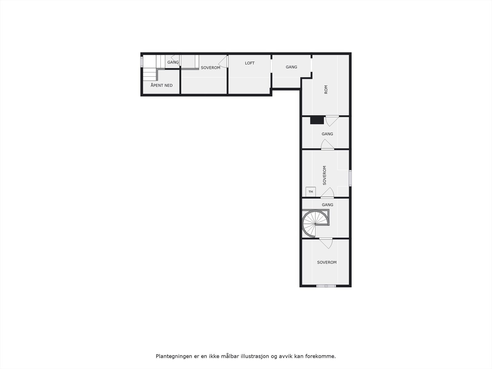Plantegning, loftsetasje. Galleribilde