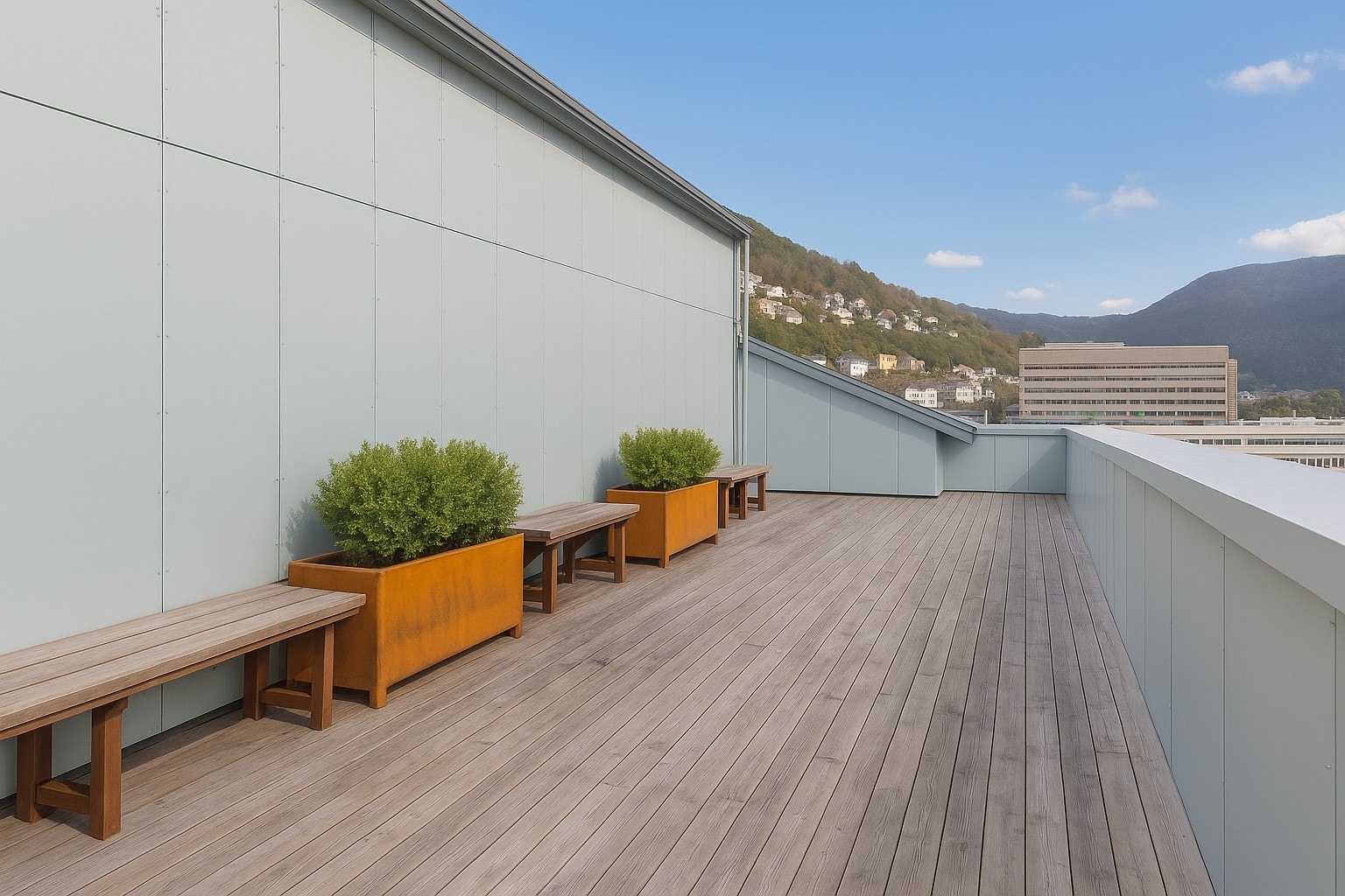 Fra takterassen kan du nyte fine solskinnsdager Galleribilde