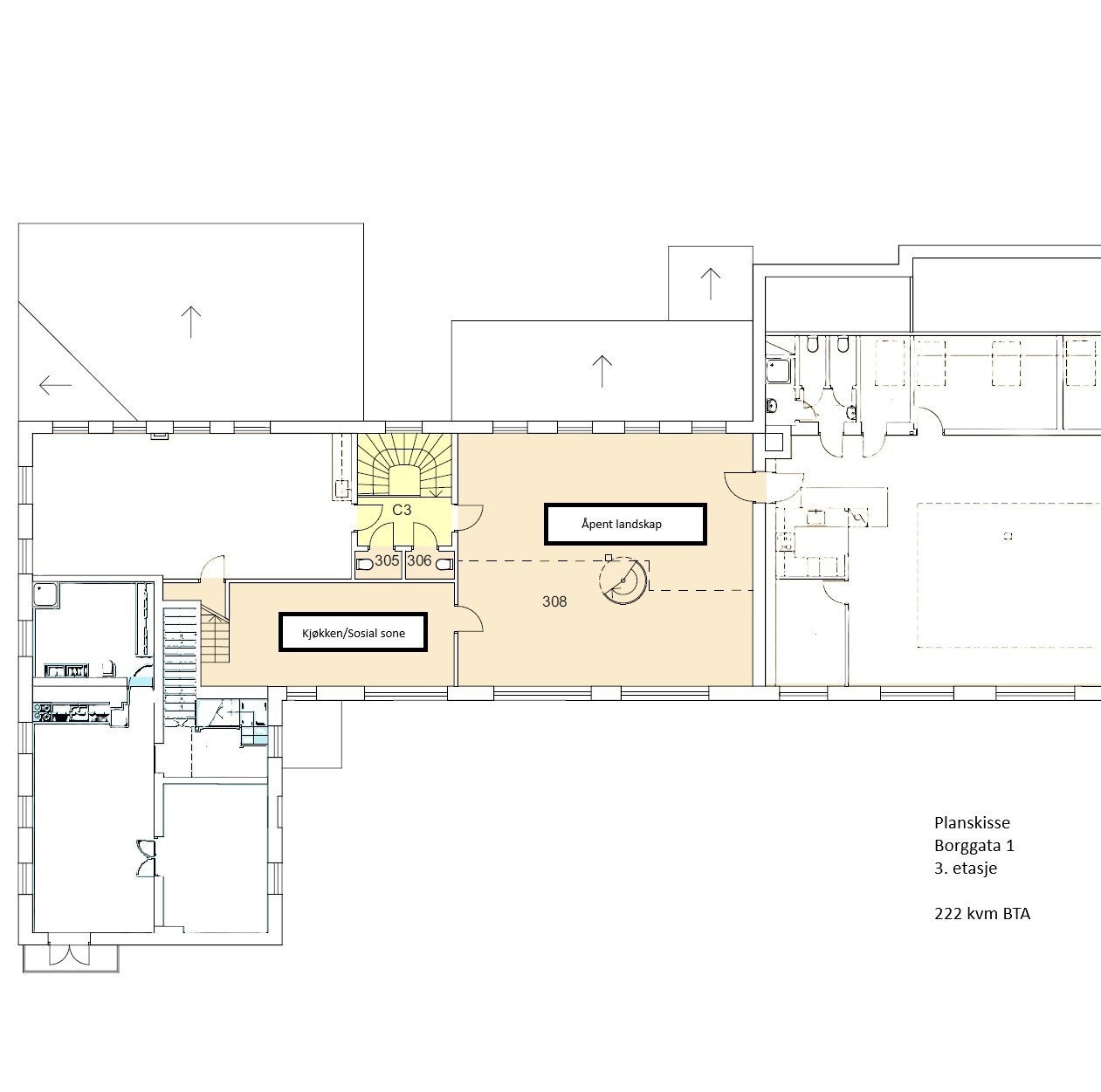 Planskisse 3. etasje - B1 Galleribilde
