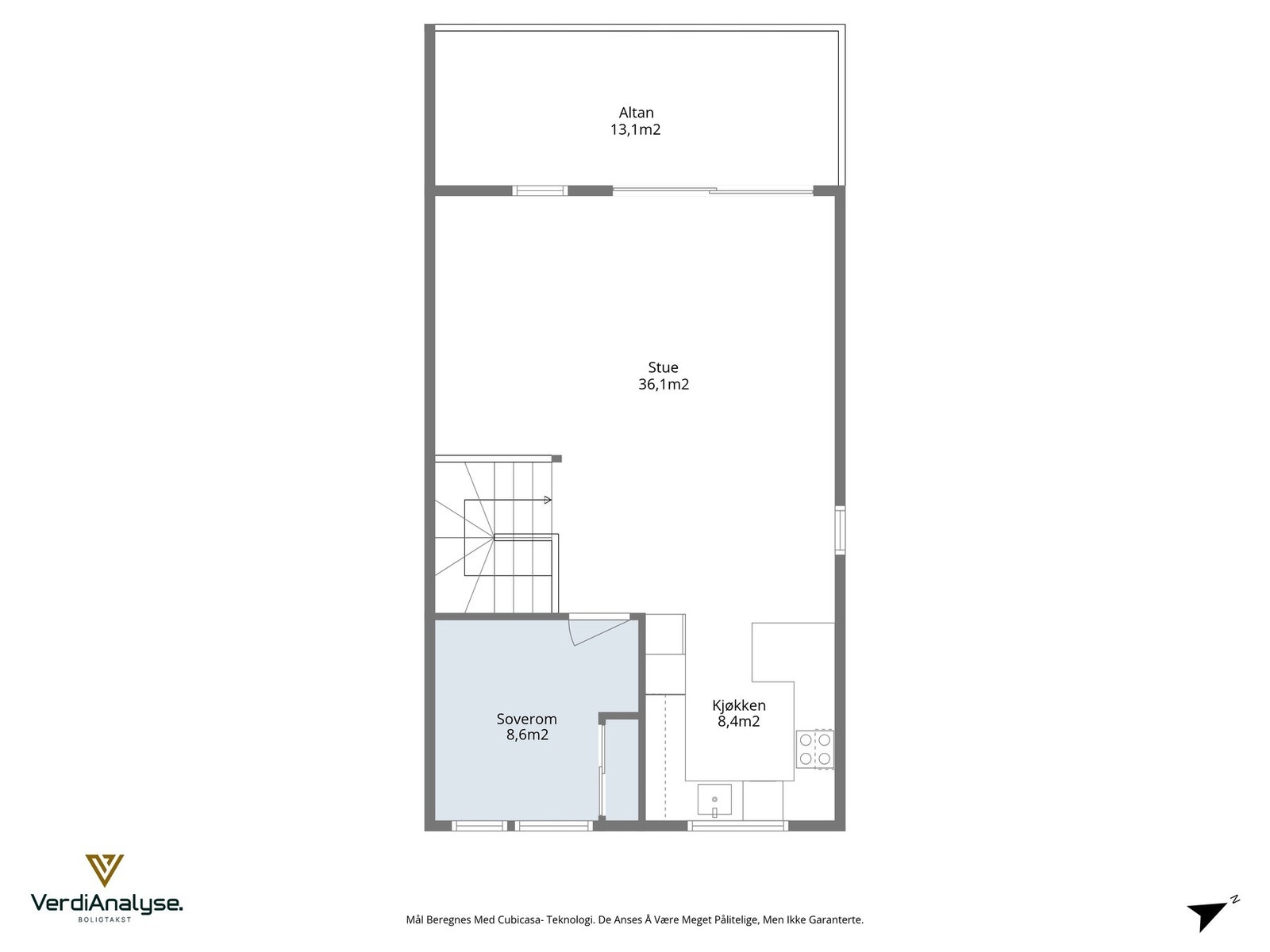 Planskisse med areal for 2. etasje. Galleribilde