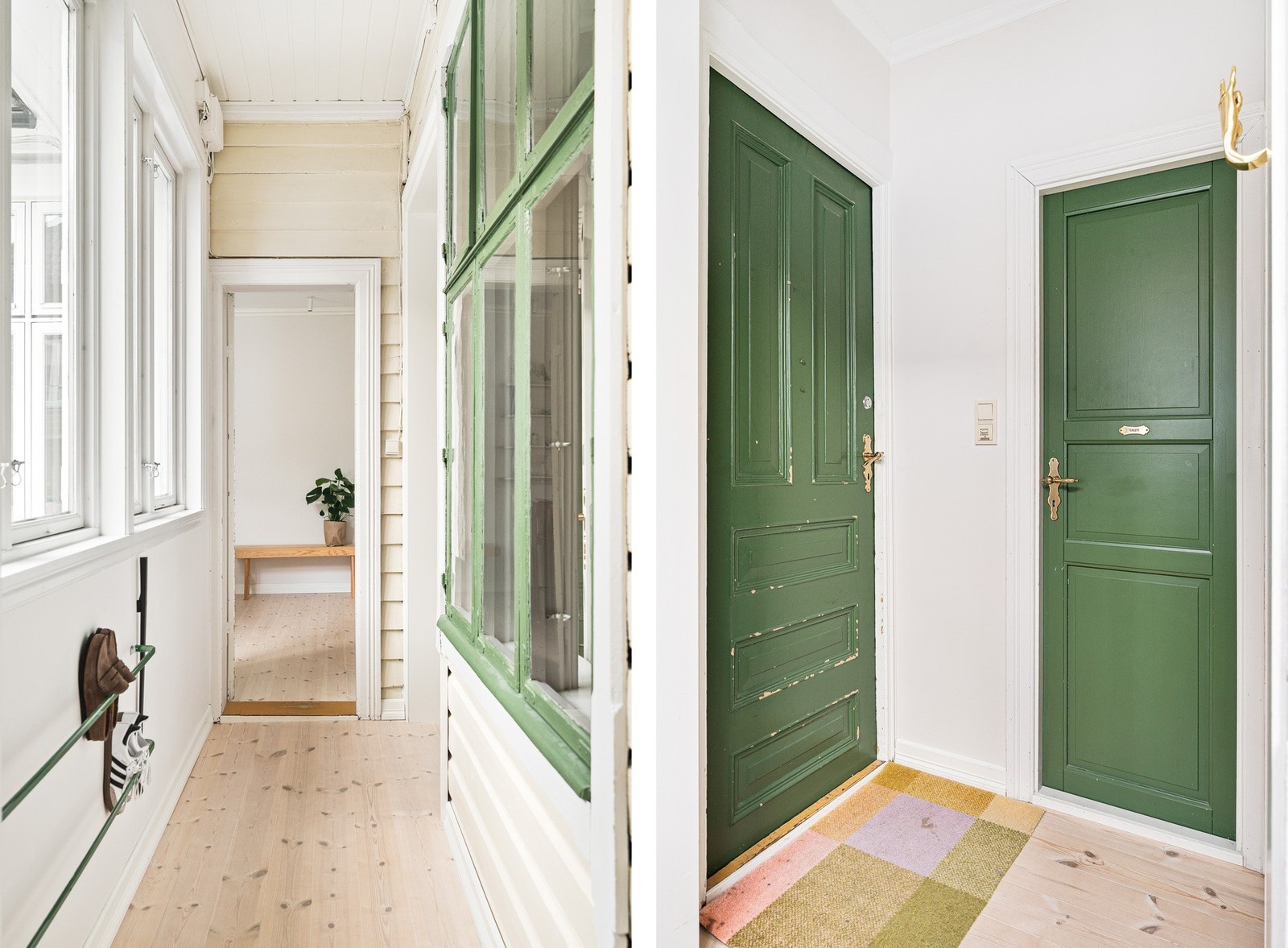 Entréen ønsker deg velkommen med et lyst og moderne uttrykk. Her er det plass til sko og yttertøy. Galleribilde