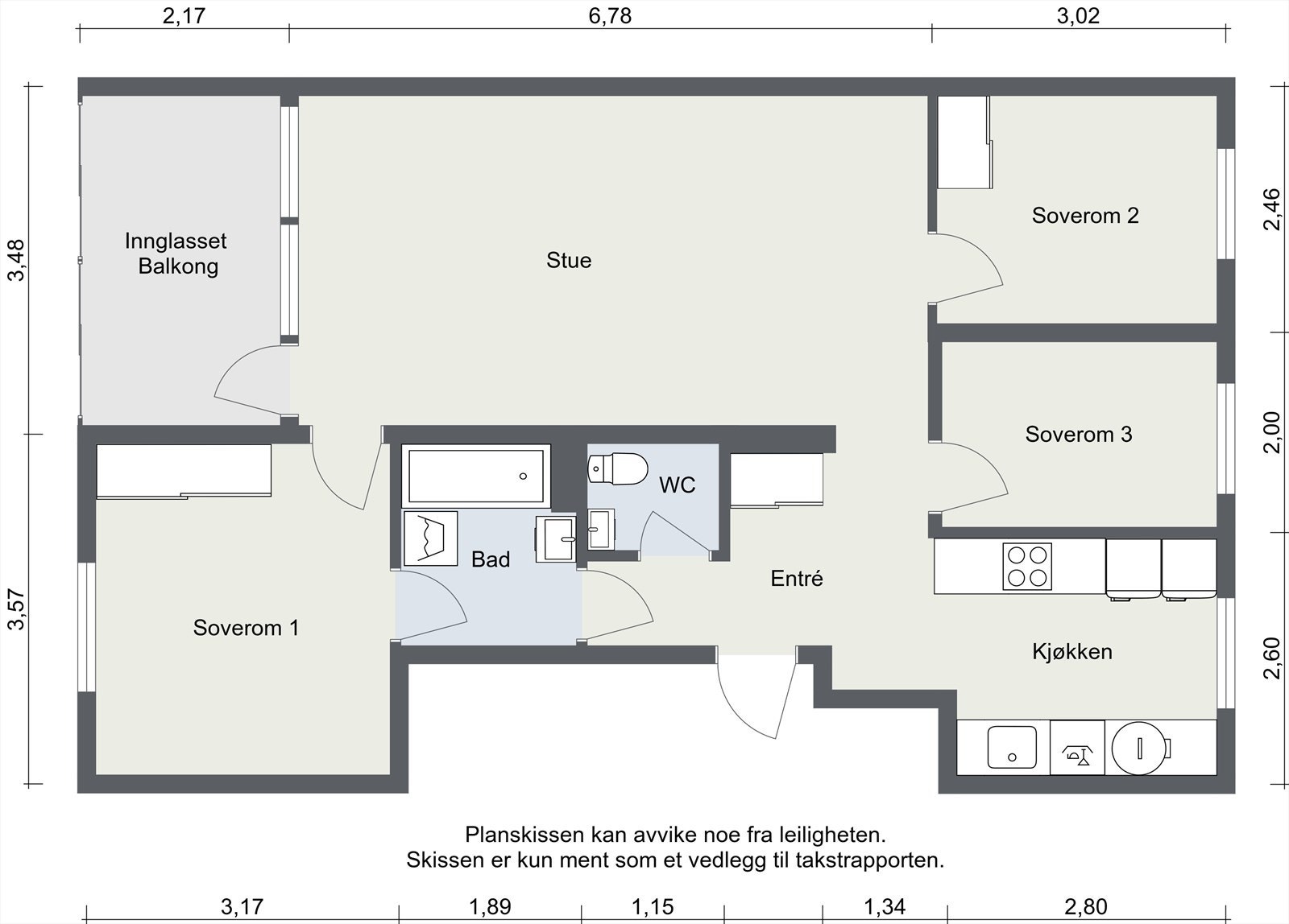 Målsatt plantegning. Galleribilde