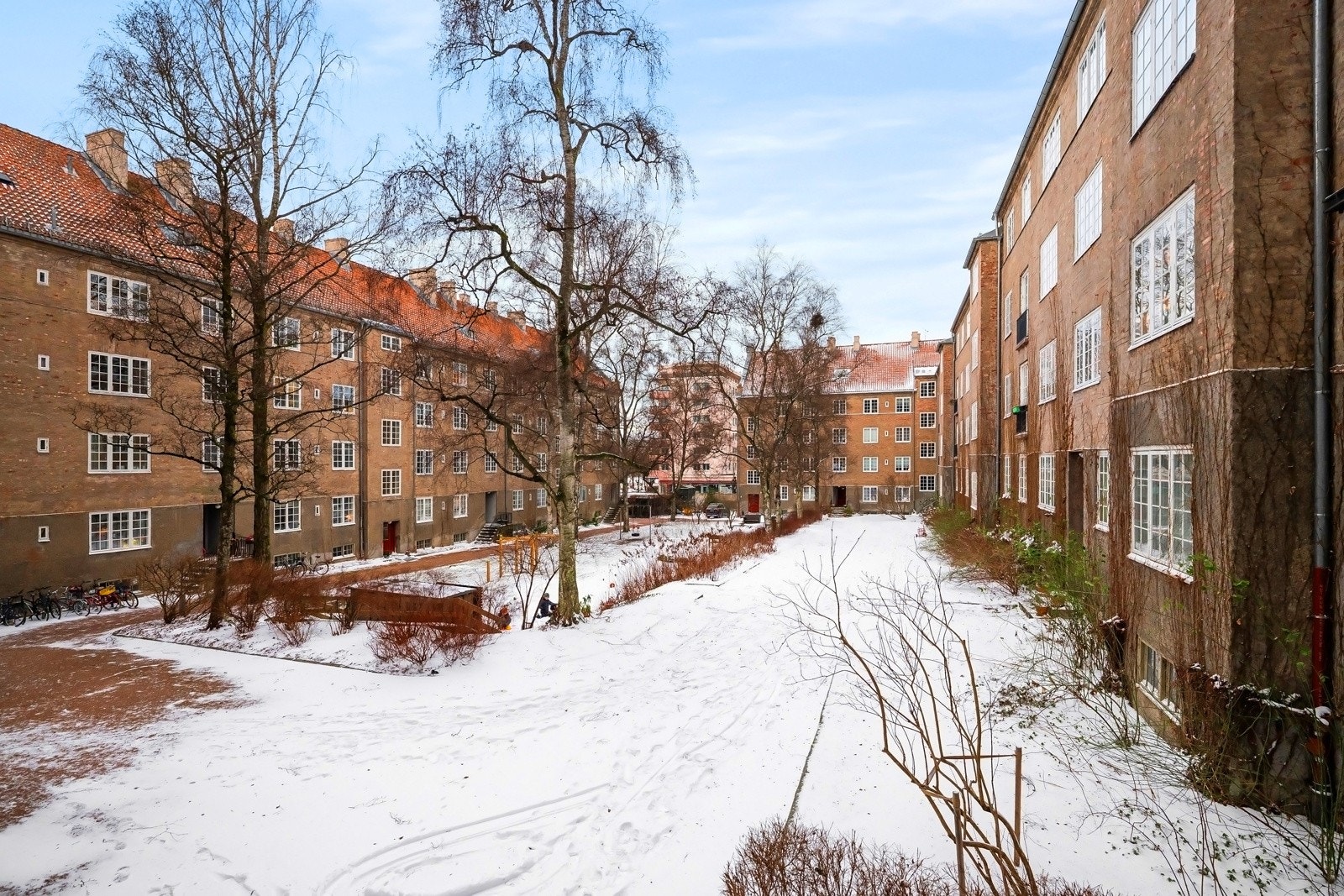 Bakgård på vintertid Galleribilde