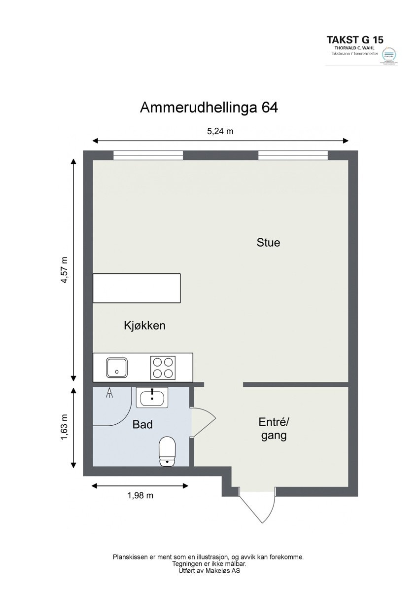 Dagens planløsning som gir mye lys-og gode solforhold. Vinduer mot Grorud og flott utsyn. Galleribilde